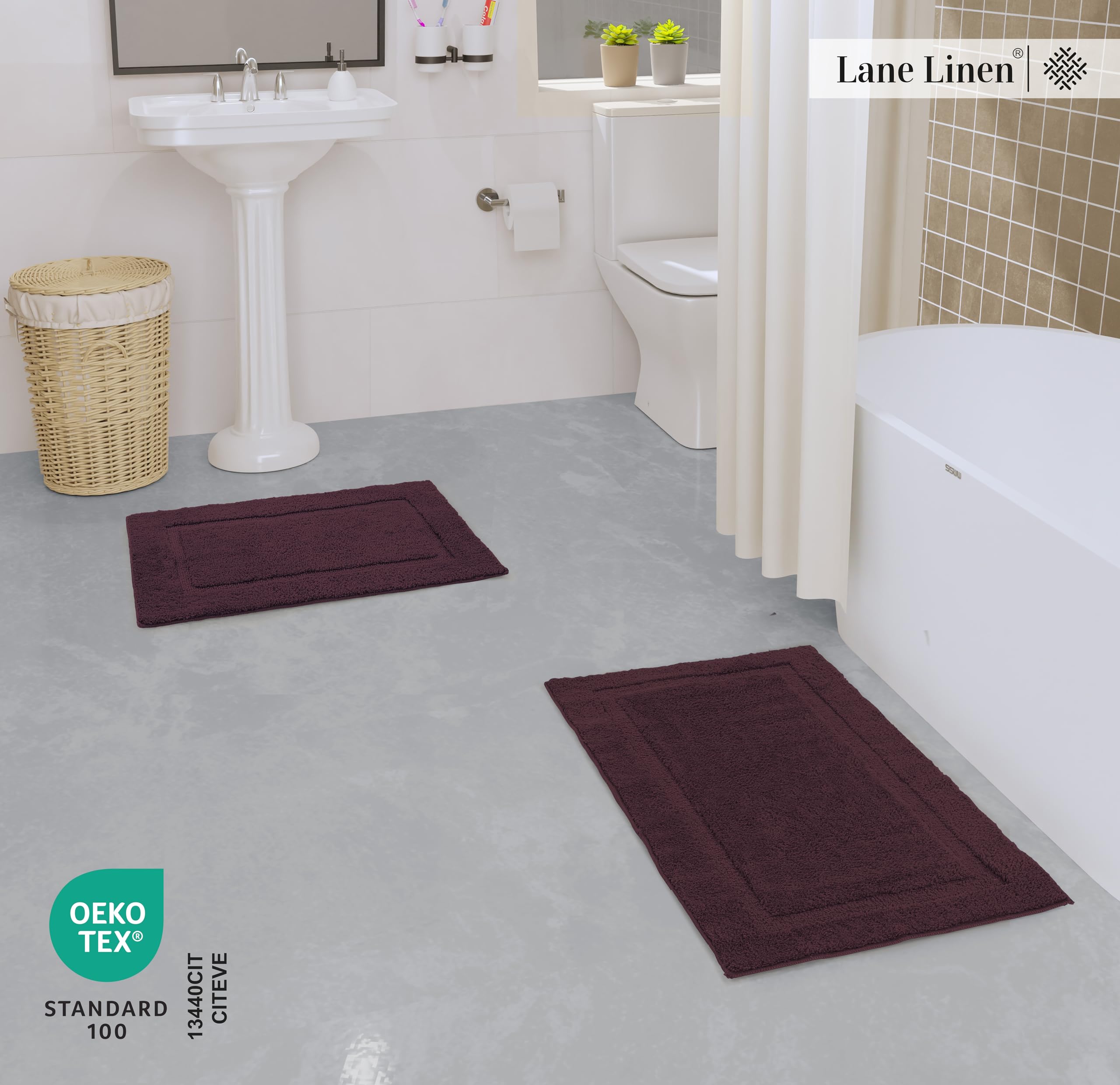 Foto 4 pulgar | Juego de Alfombras de Baño Lane Linen Moradas 2 Piezas - Venta Internacional