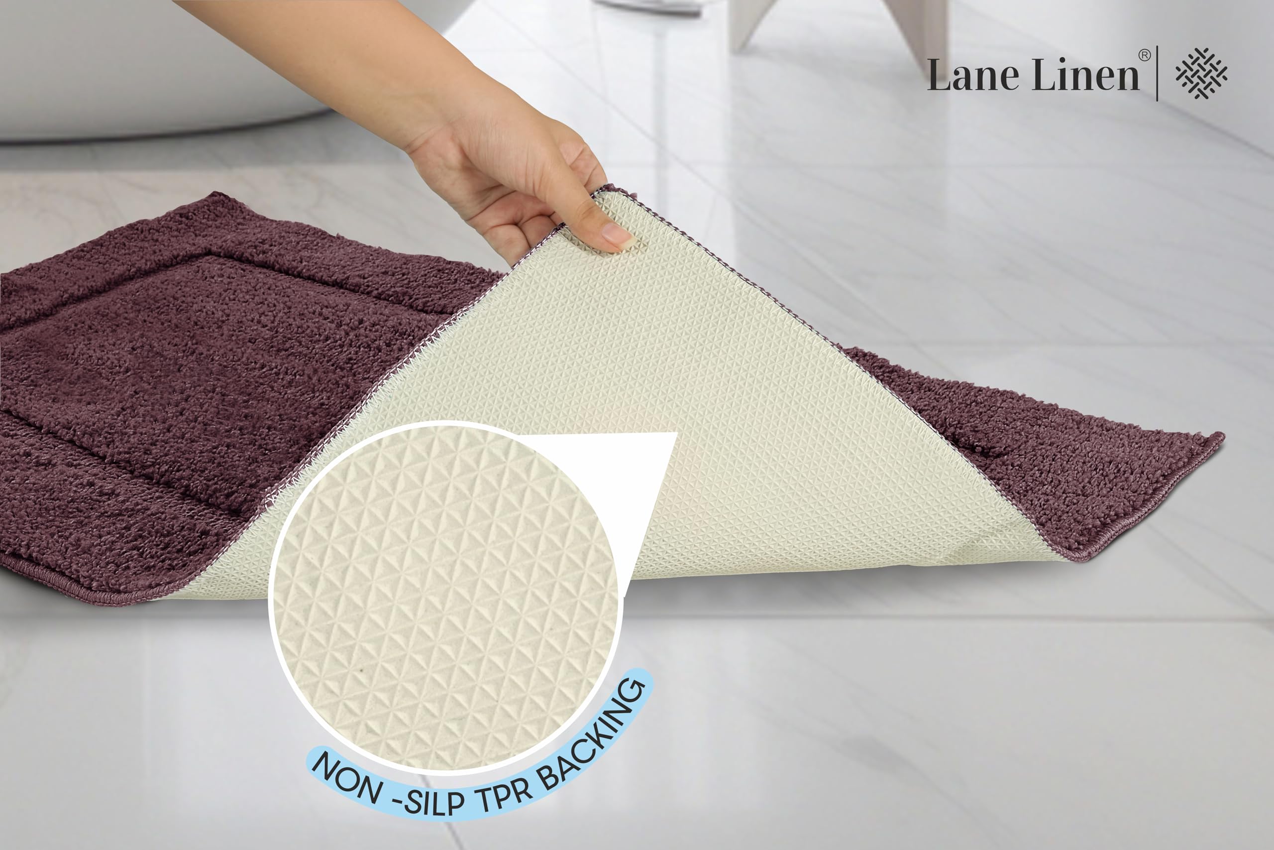 Foto 4 | Juego de Alfombras de Baño Lane Linen Moradas 2 Piezas - Venta Internacional