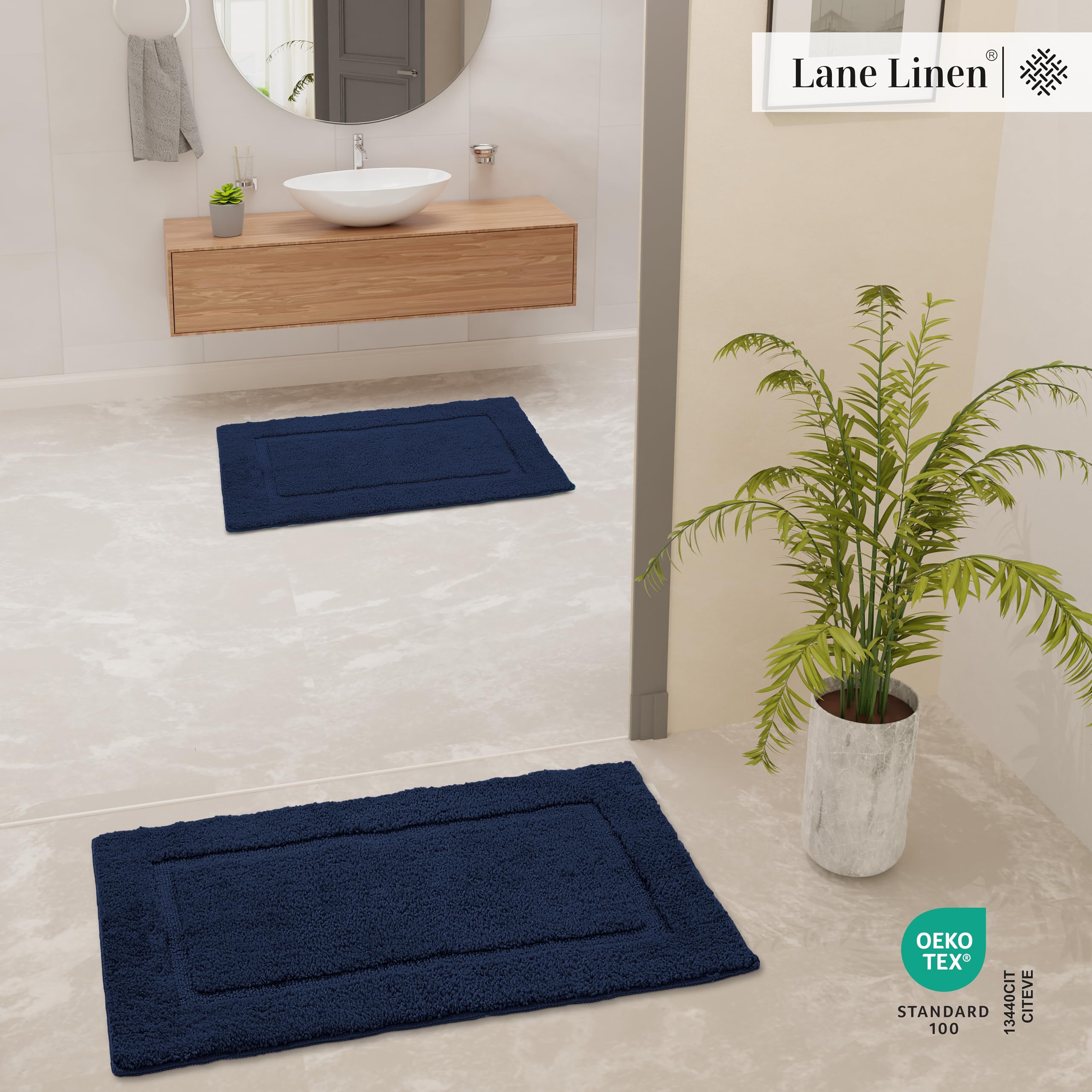 Foto 4 pulgar | Tapete de Baño Lane Linen Azul 2 Piezas-Venta Internacional