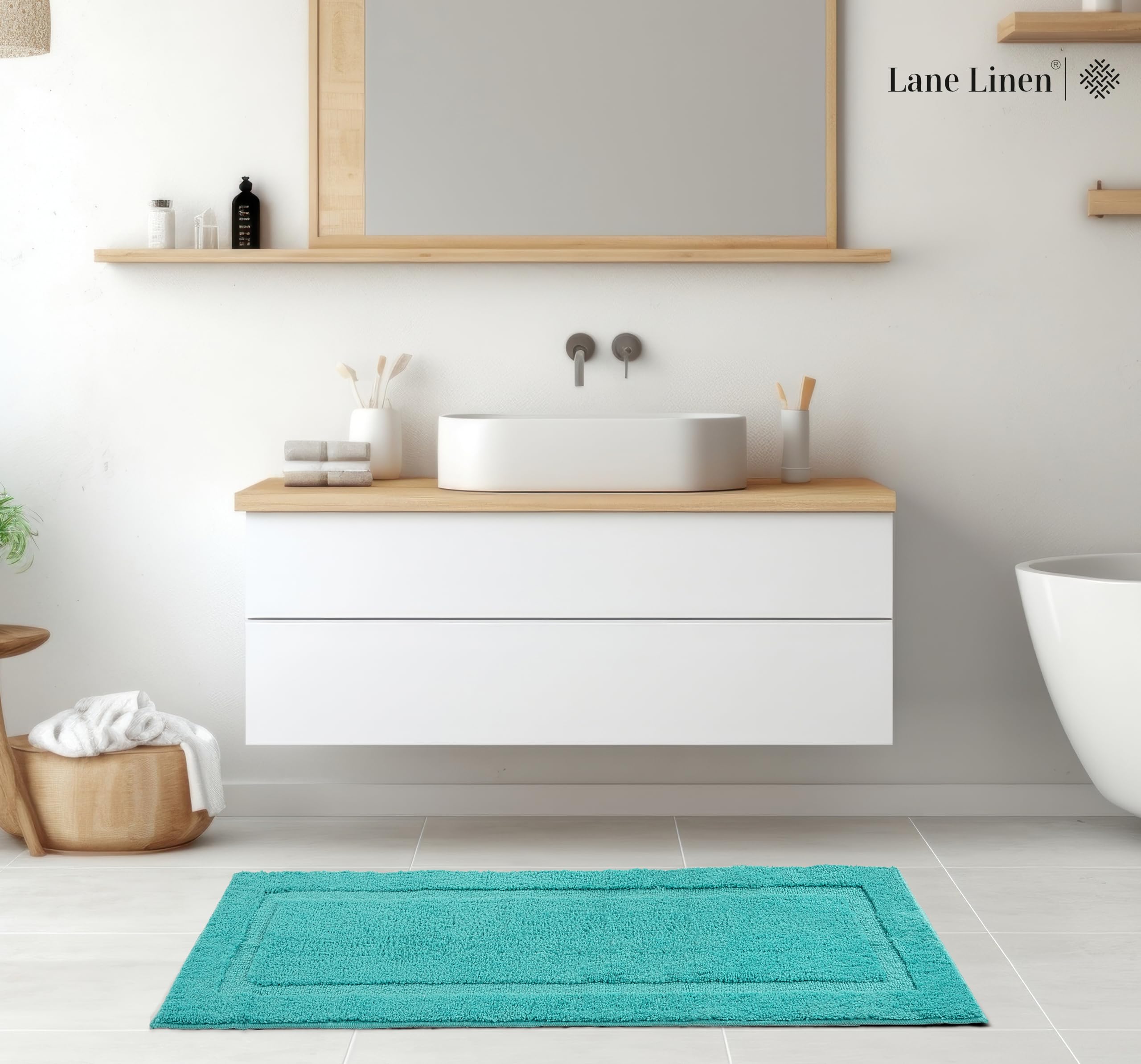 Foto 4 pulgar | Alfombra de Baño Lane Linen Turquesa 60 X 120 cm - Venta Internacional