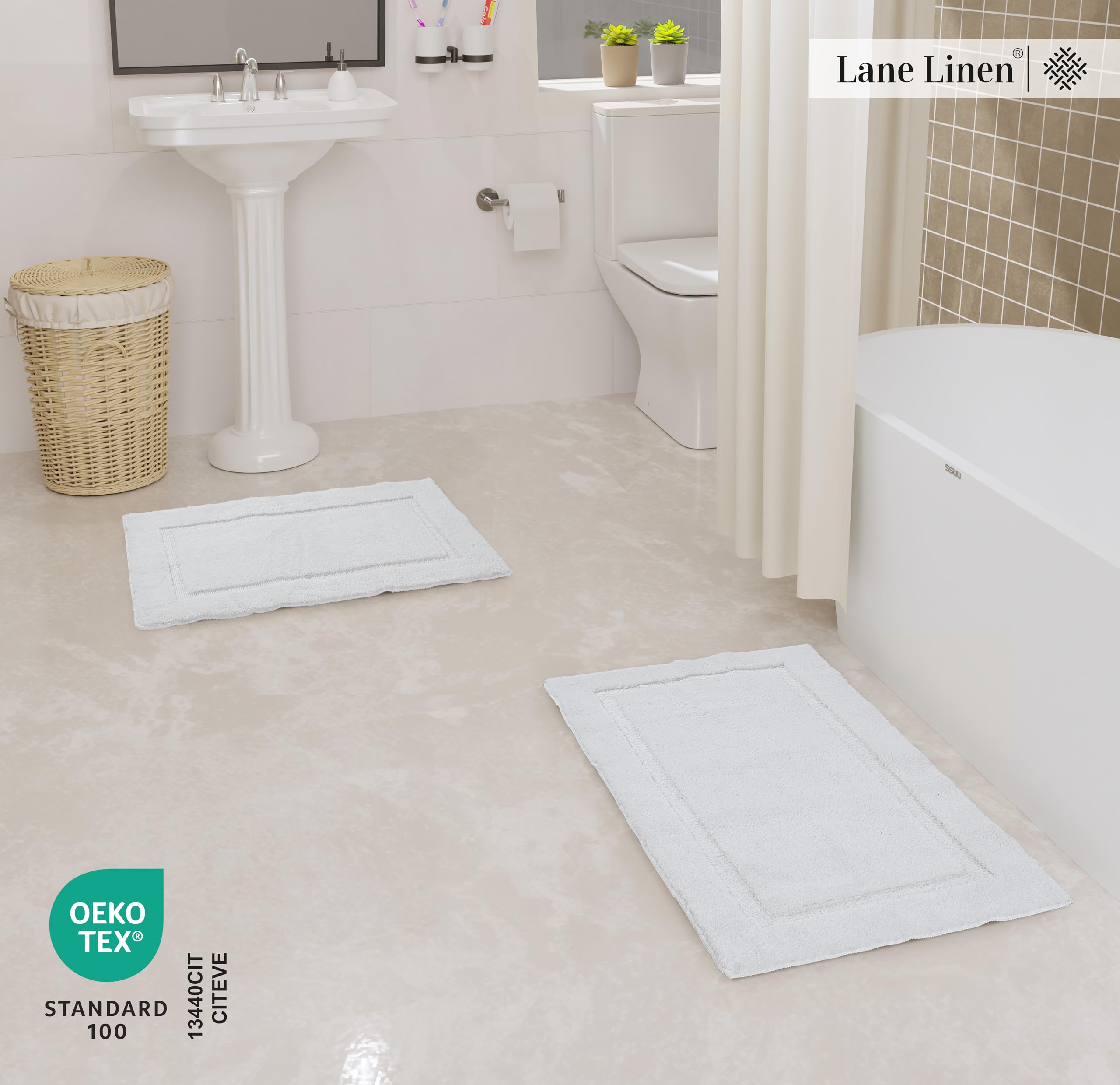 Foto 4 pulgar | Alfombra de Baño Lane Linen Blanco 2 Pieza - Venta Internacional