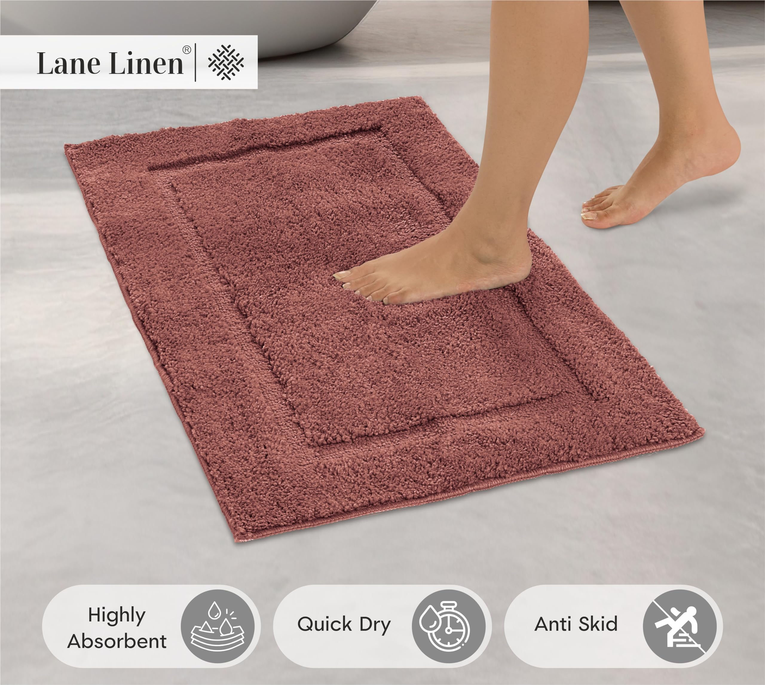 Foto 2 | Alfombra De Baño Lane Linen de Microfibra 60 X 120 cm Rosa Empolvado - Venta Internacional