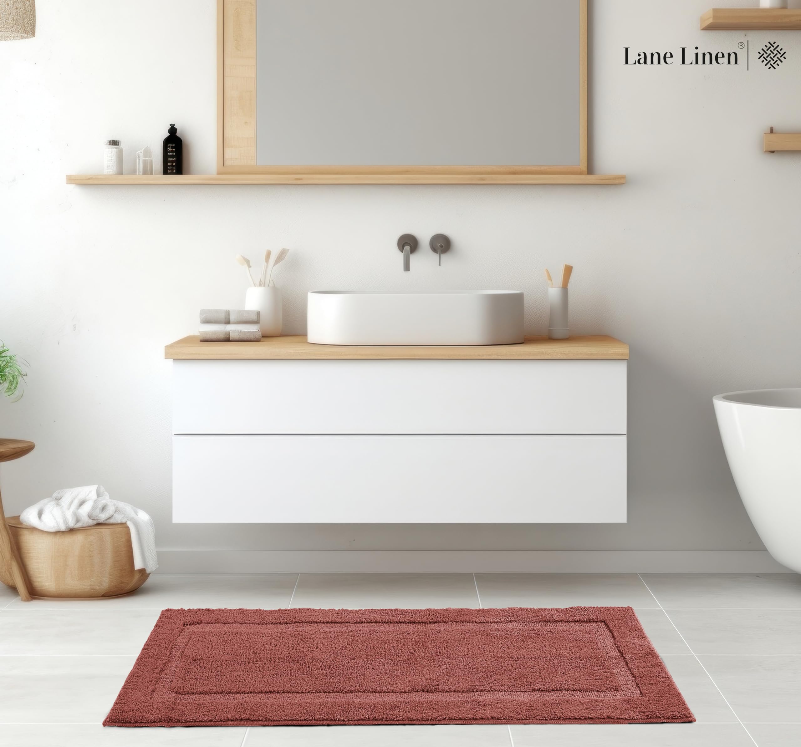 Foto 4 pulgar | Alfombra De Baño Lane Linen de Microfibra 60 X 120 cm Rosa Empolvado - Venta Internacional