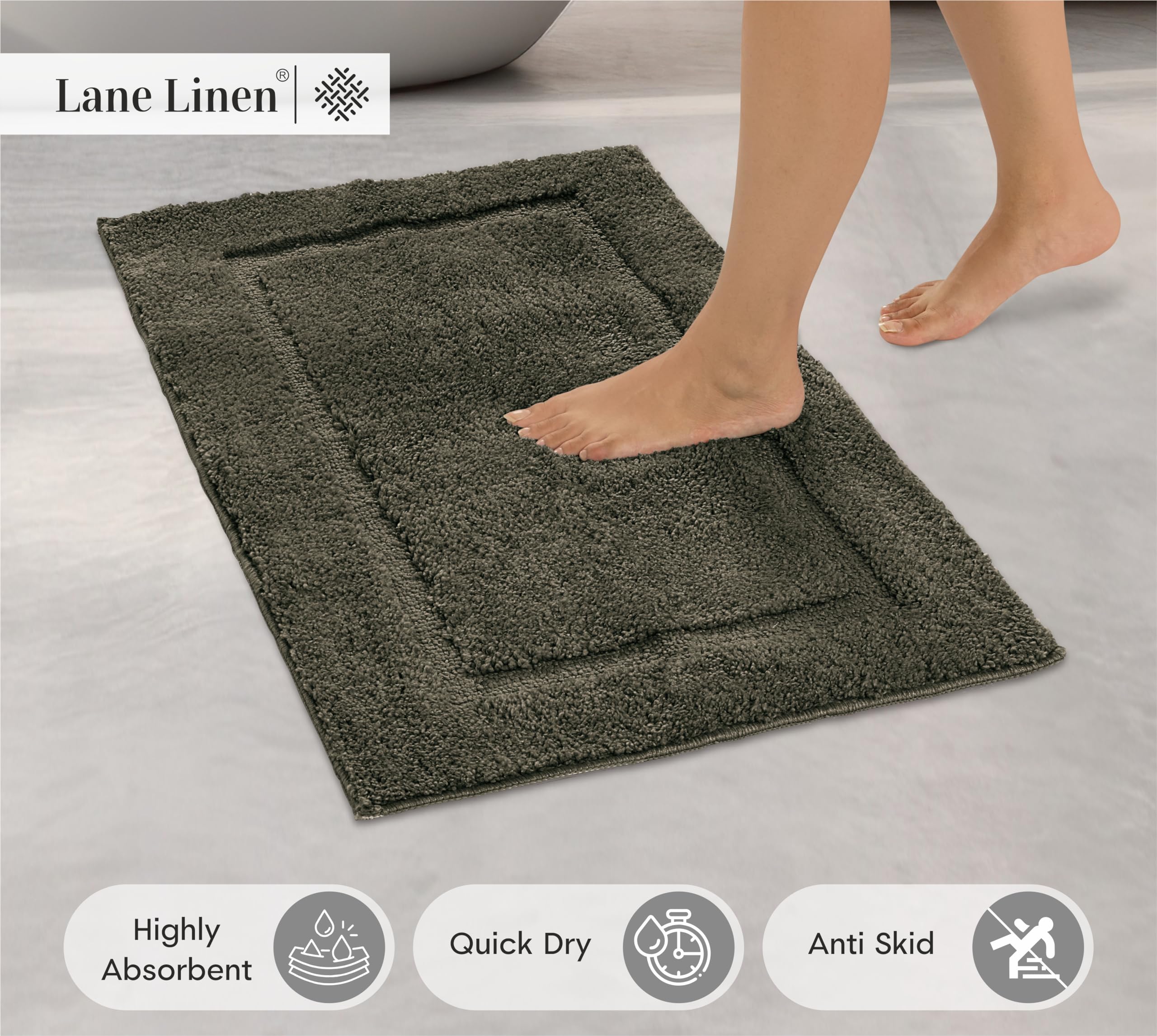 Foto 3 pulgar | Alfombra de Baño Absorbentes Lane Linen Marrón 2 Piezas  - Venta Internacional