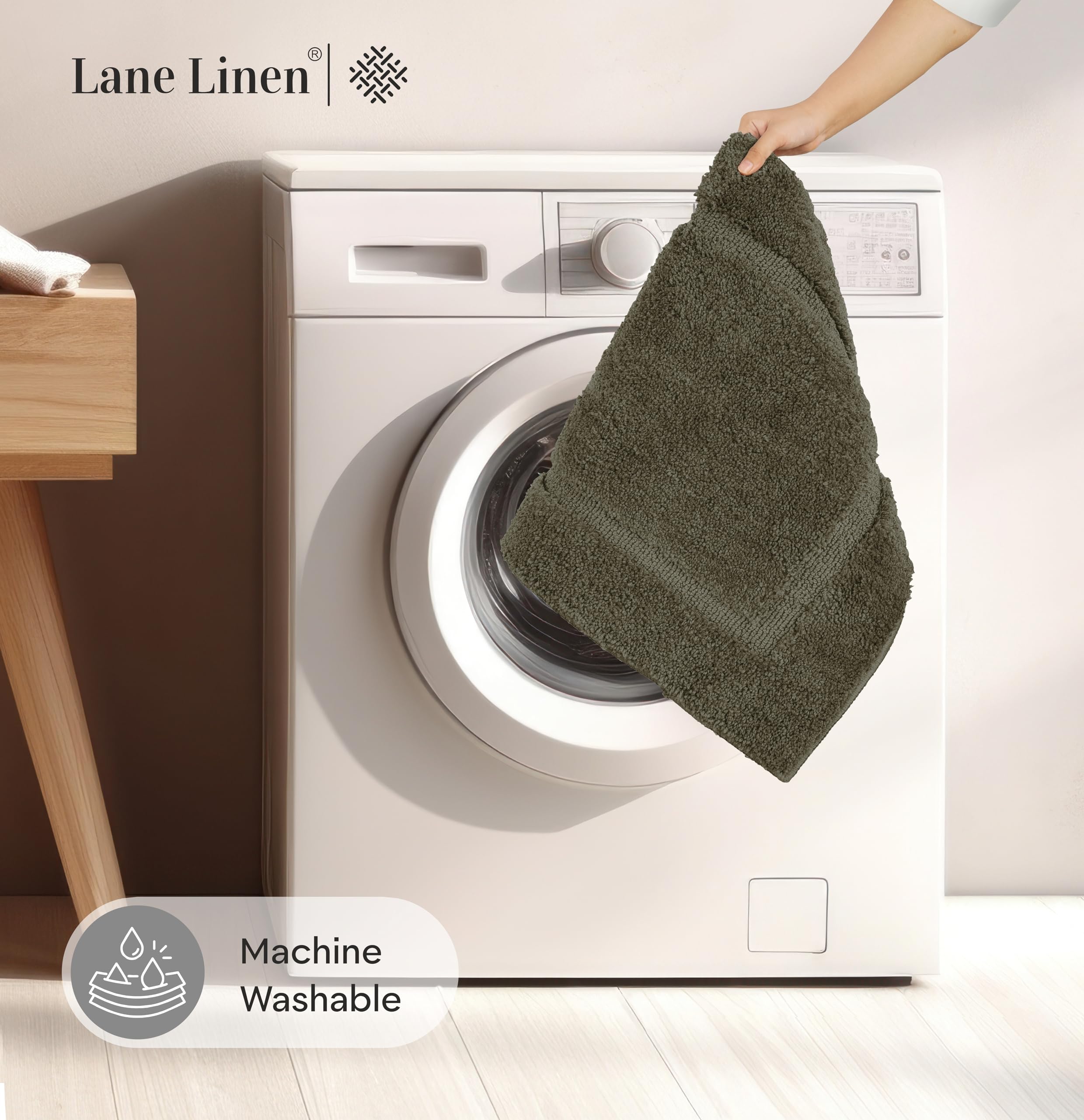 Foto 7 | Alfombra de Baño Absorbentes Lane Linen Marrón 2 Piezas  - Venta Internacional