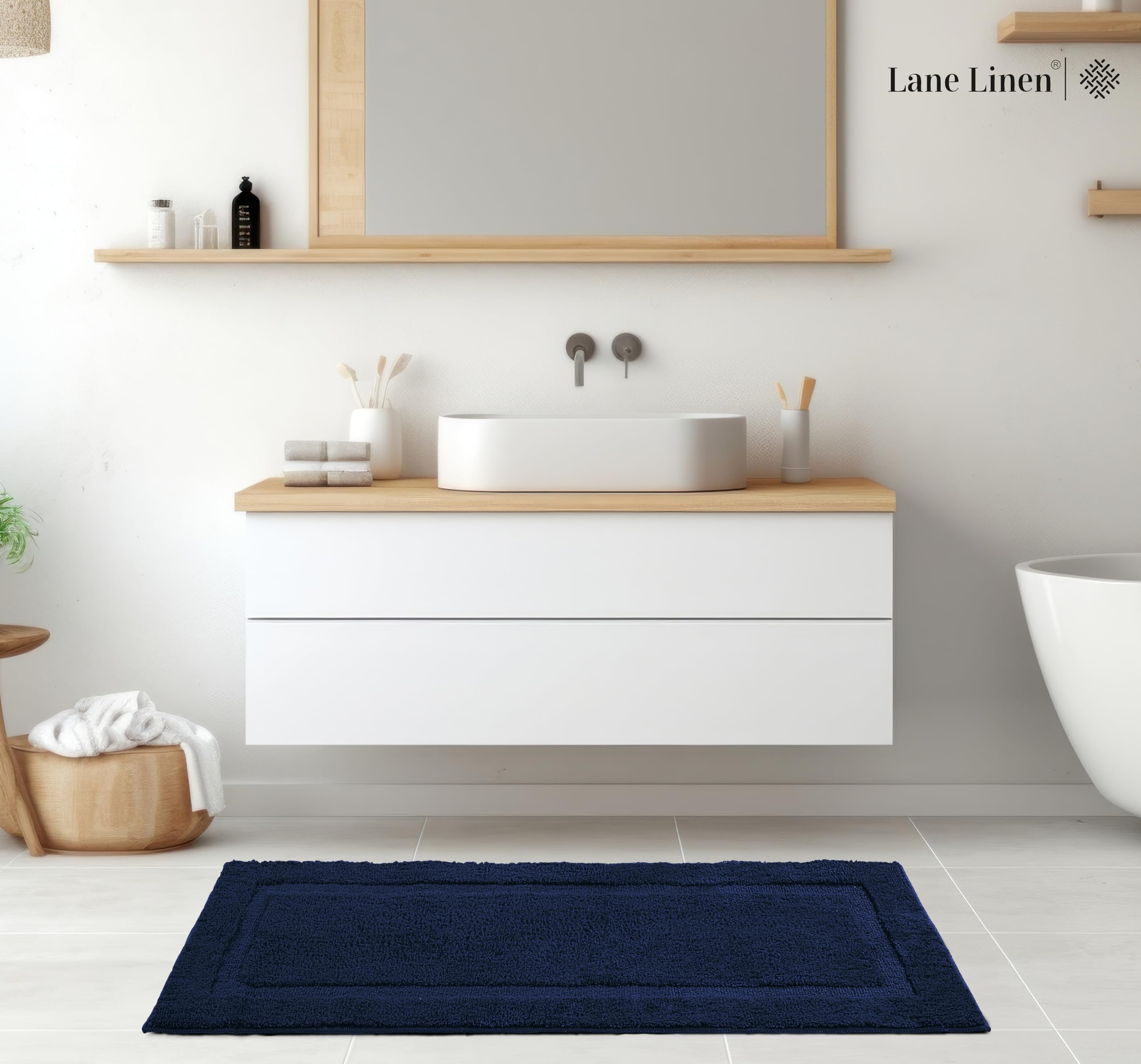 Foto 4 pulgar | Alfombra de Baño Lane Linen Azul 60 X 120 cm - Venta Internacional