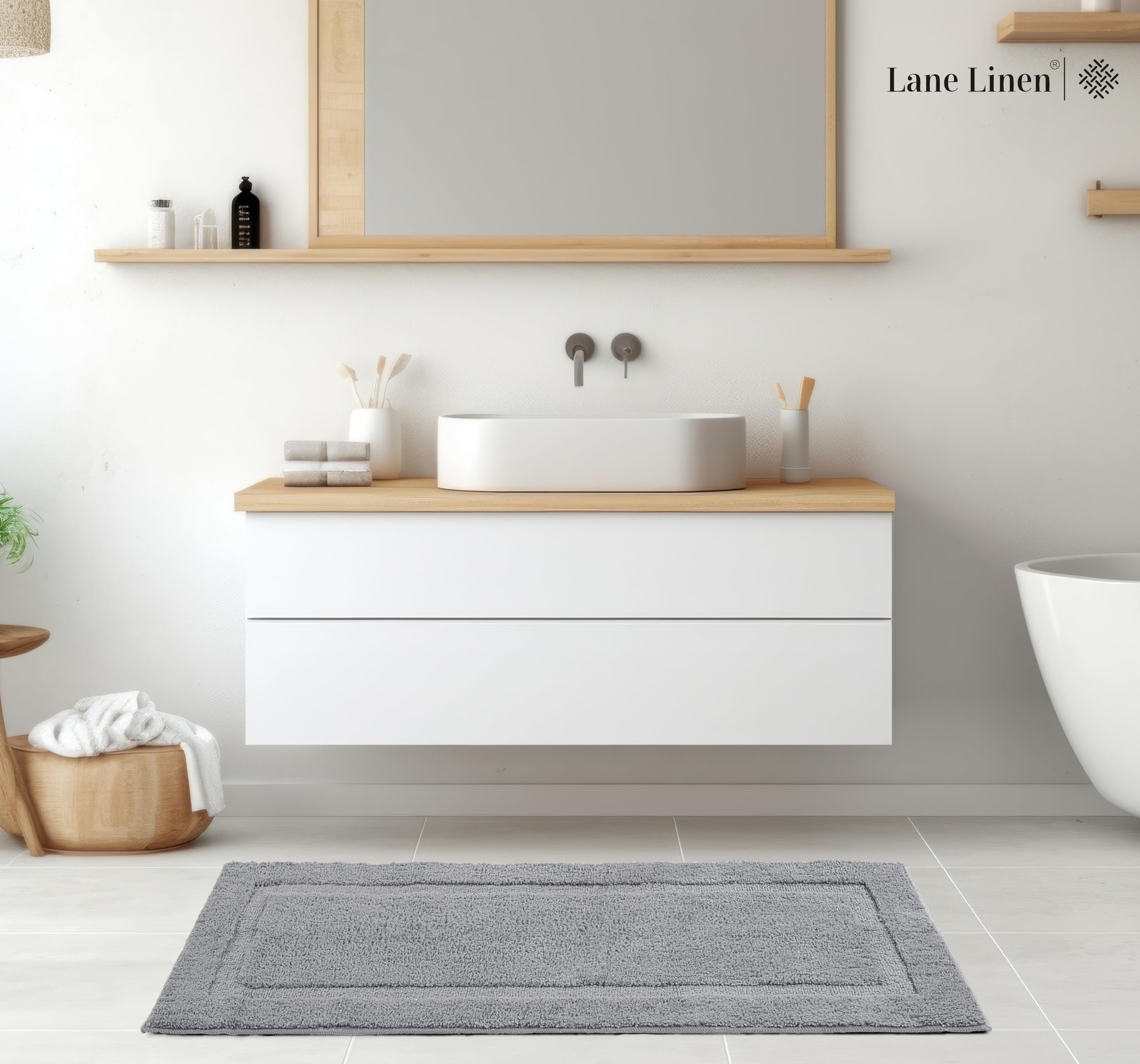 Foto 4 pulgar | Alfombra de Baño Lane Linen Gris Claro Microfibra 60 X 120 cm - Venta Internacional