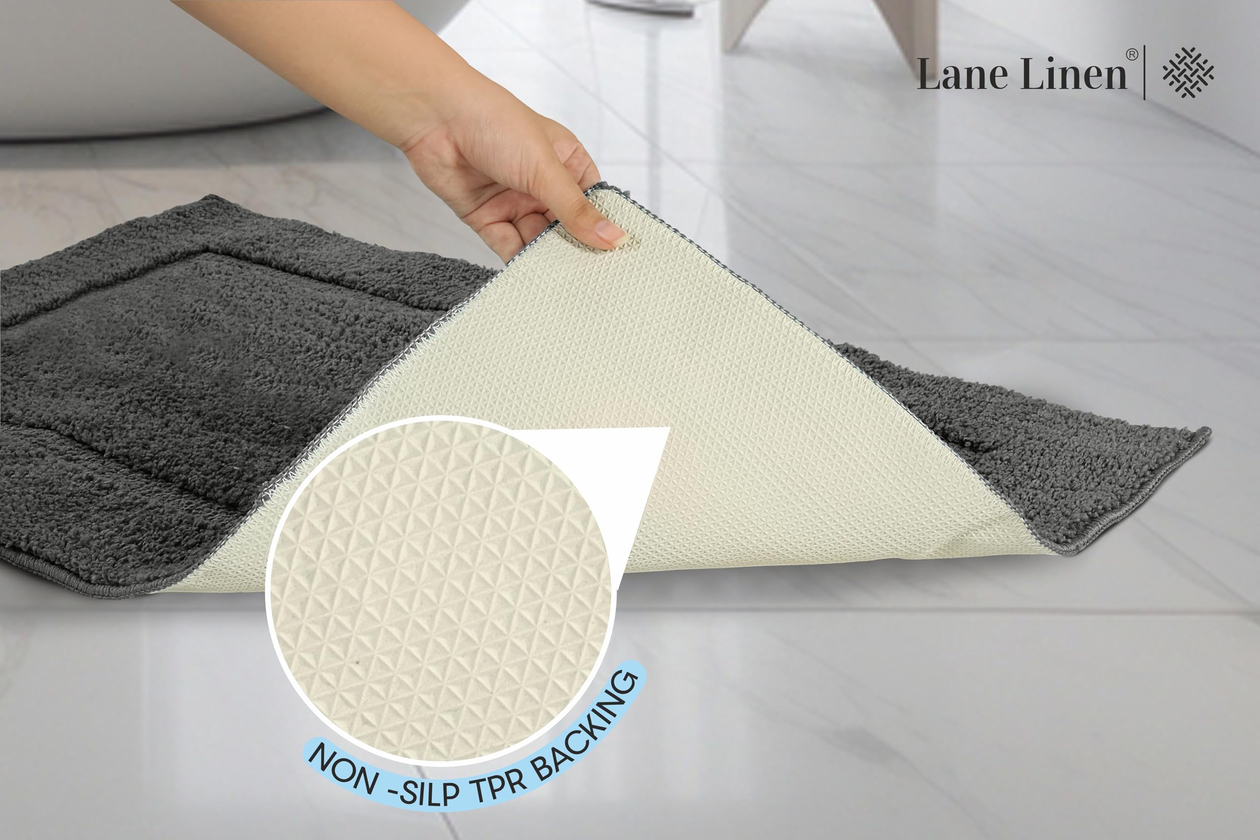 Foto 5 pulgar | Alfombra de Baño Absorbente Lane Linen Gris 2 Piezas  - Venta Internacional