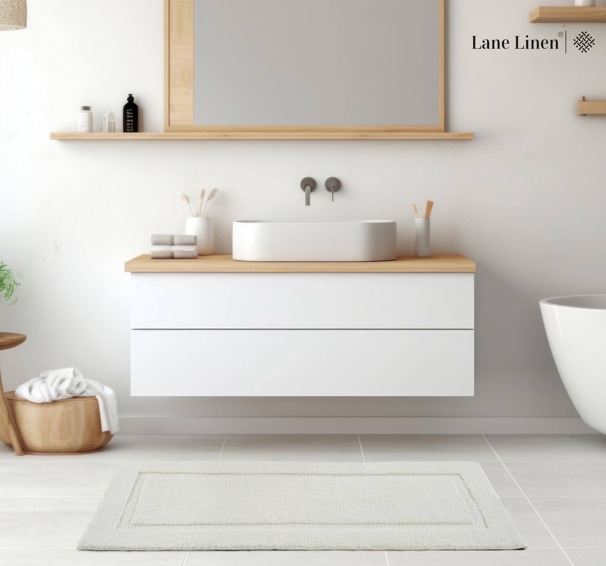 Foto 4 pulgar | Alfombra de Baño Lane Linen Blanca de Microfibra 60 X 120 cm - Venta Internacional