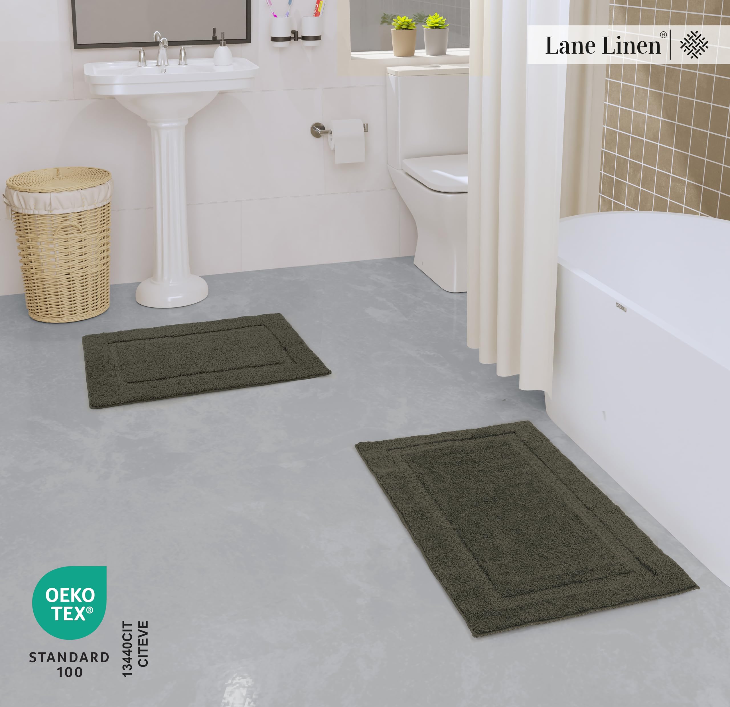 Foto 4 pulgar | Juego de Alfombras de Baño Lane Linen Marrón 2 Piezas - Venta Internacional