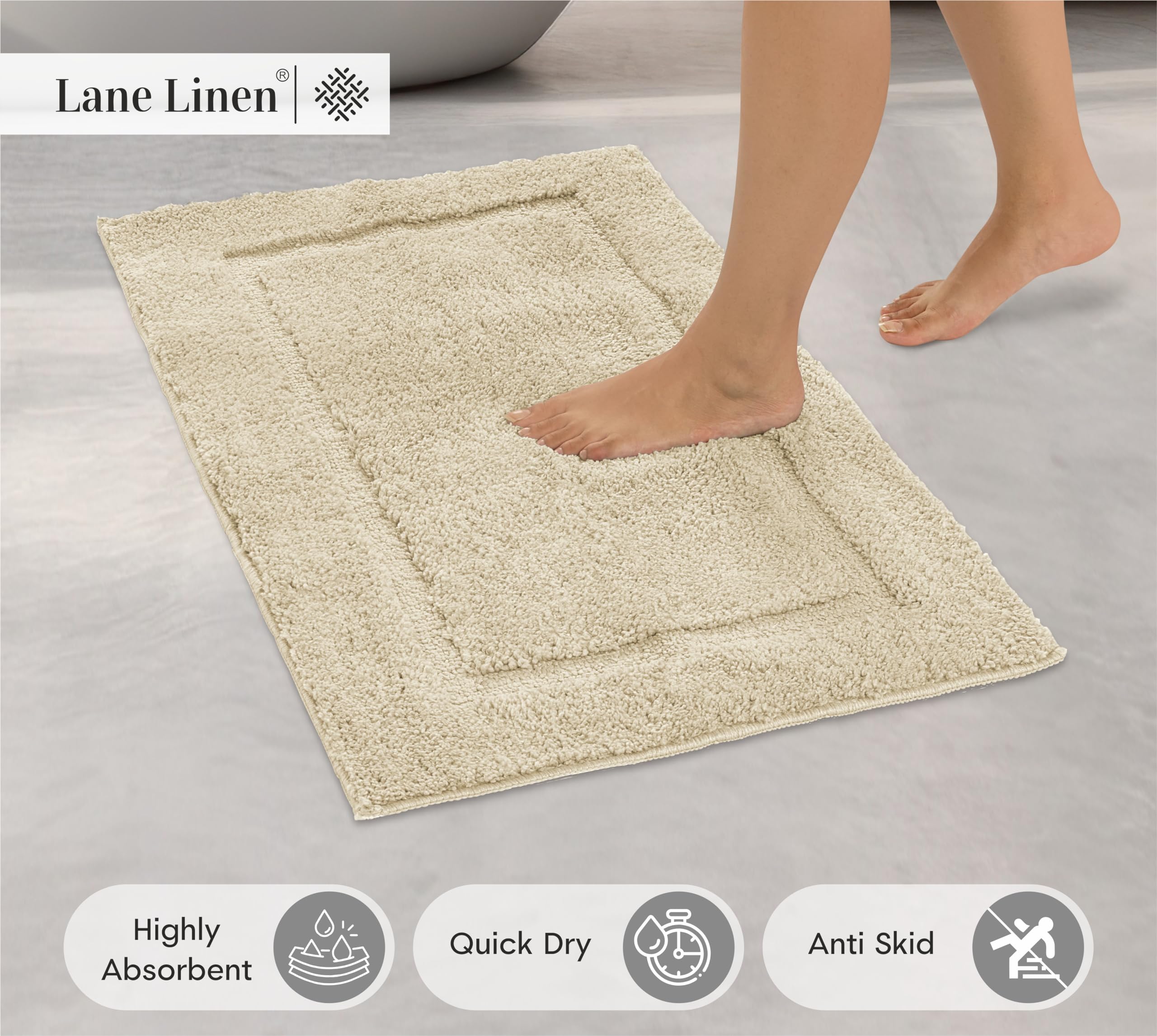 Foto 2 | Tapete de Baño Lane Linen Beige 2 Piezas-Venta Internacional