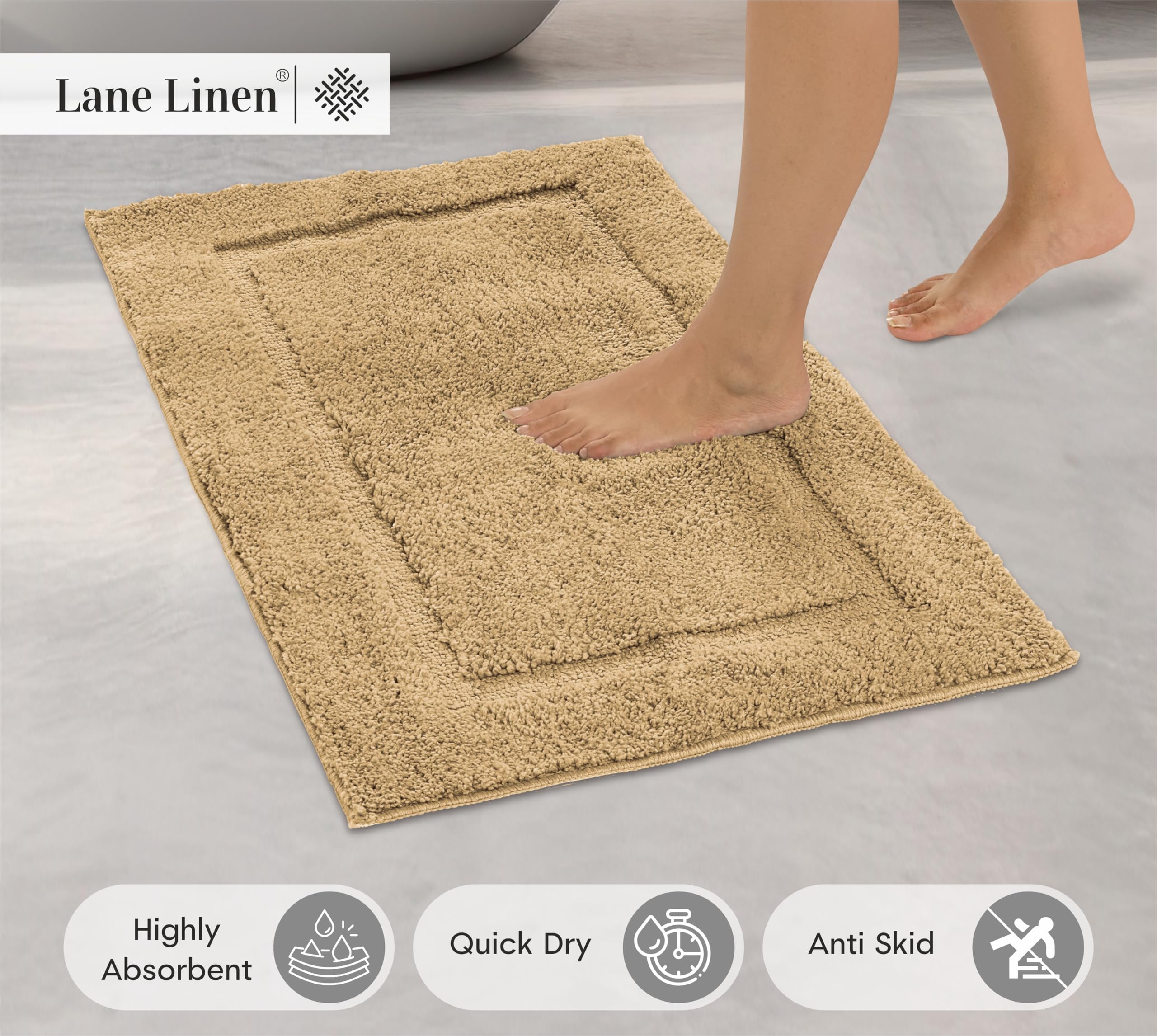 Foto 3 pulgar | Alfombra de Baño Lane Linen 60 x 120 cm Beige Absorbente - Venta Internacional