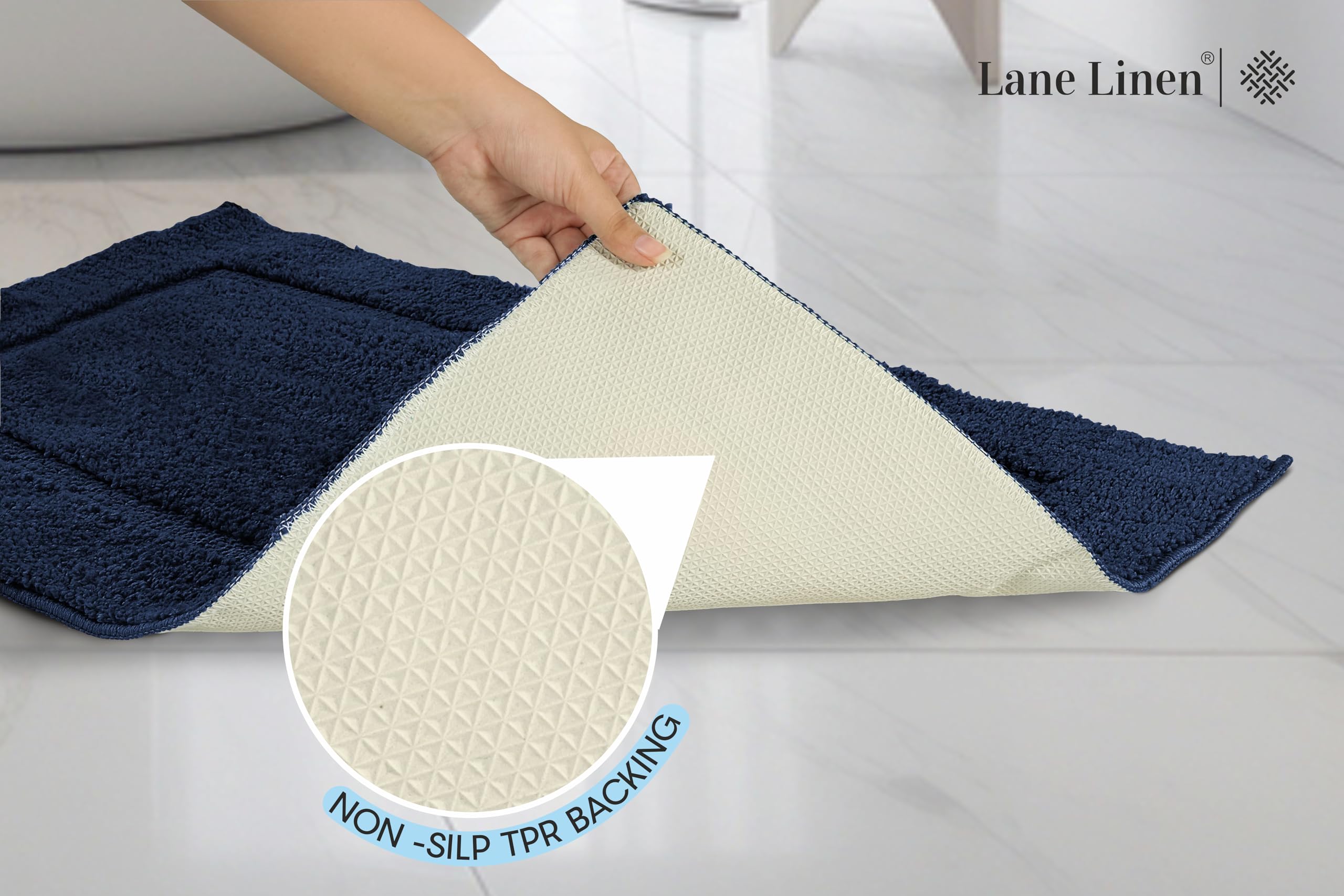 Foto 4 | Juego de Alfombras de Baño Lane Linen 2 Piezas Absorbentes Y Antideslizantes - Venta Internacional