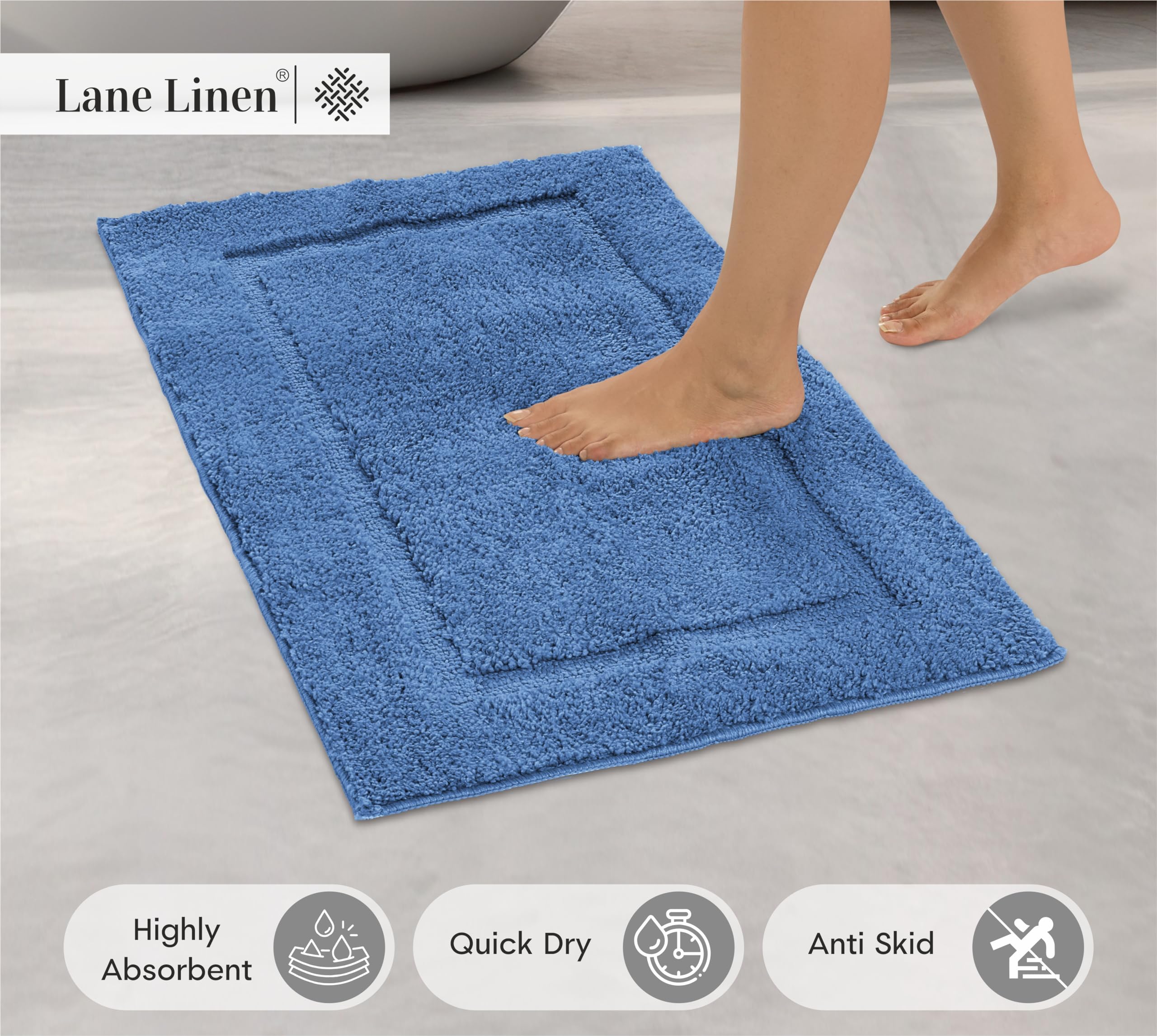 Foto 3 pulgar | Juego de Alfombras de Baño Lane Linen Azules 2 Piezas - Venta Internacional