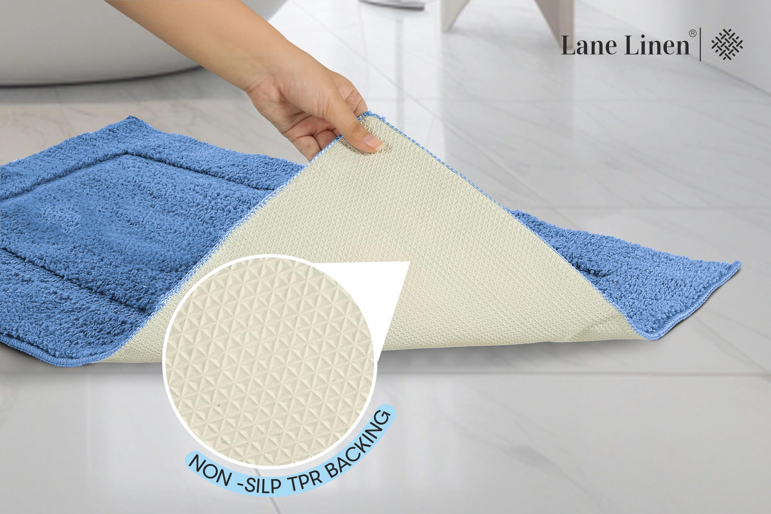 Foto 5 pulgar | Juego de Alfombras de Baño Lane Linen Azules 2 Piezas - Venta Internacional