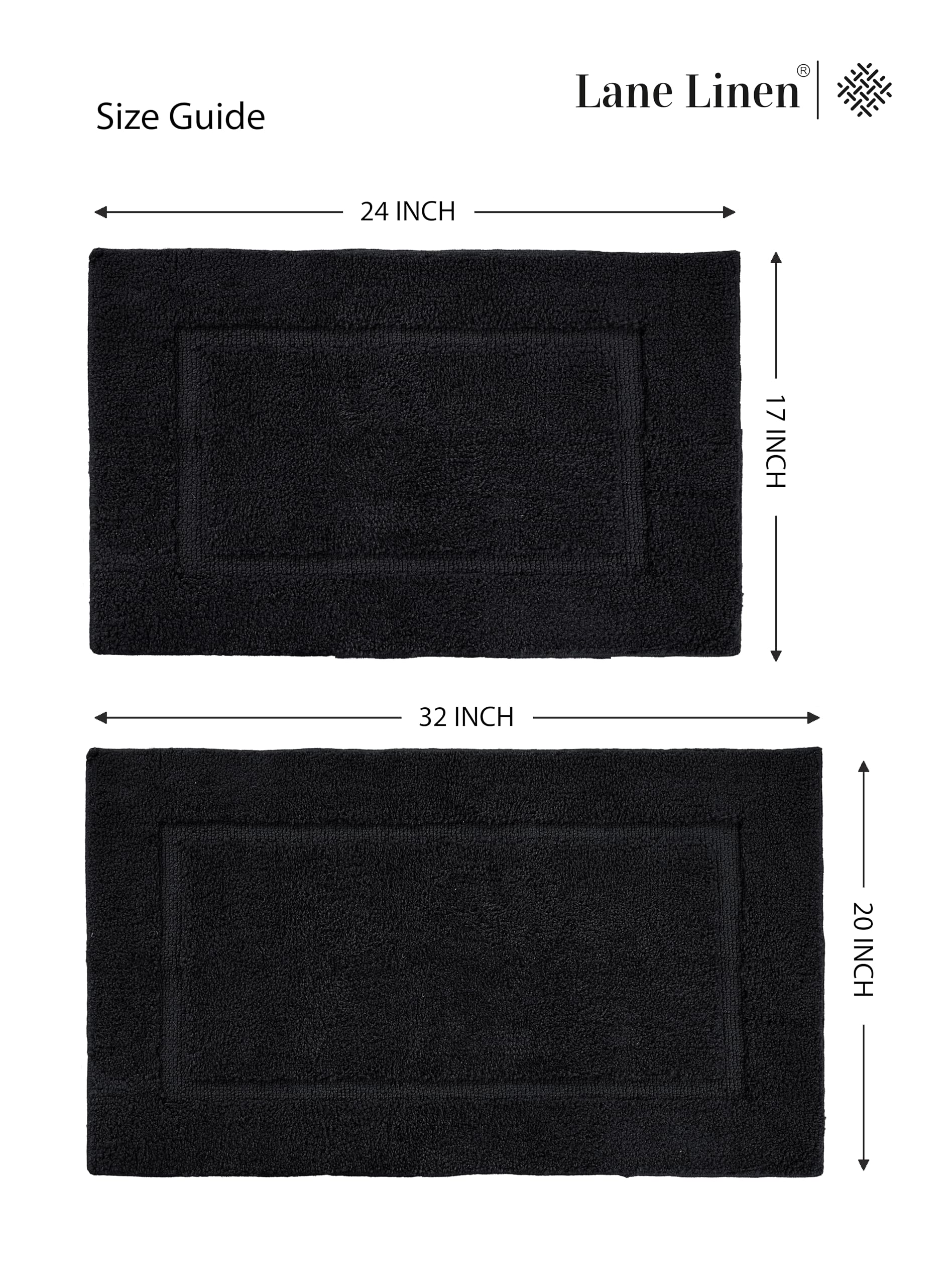 Foto 7 pulgar | Juego de Alfombras de Baño Lane Linen 2 Piezas Absorbentes Negro - Venta Internacional