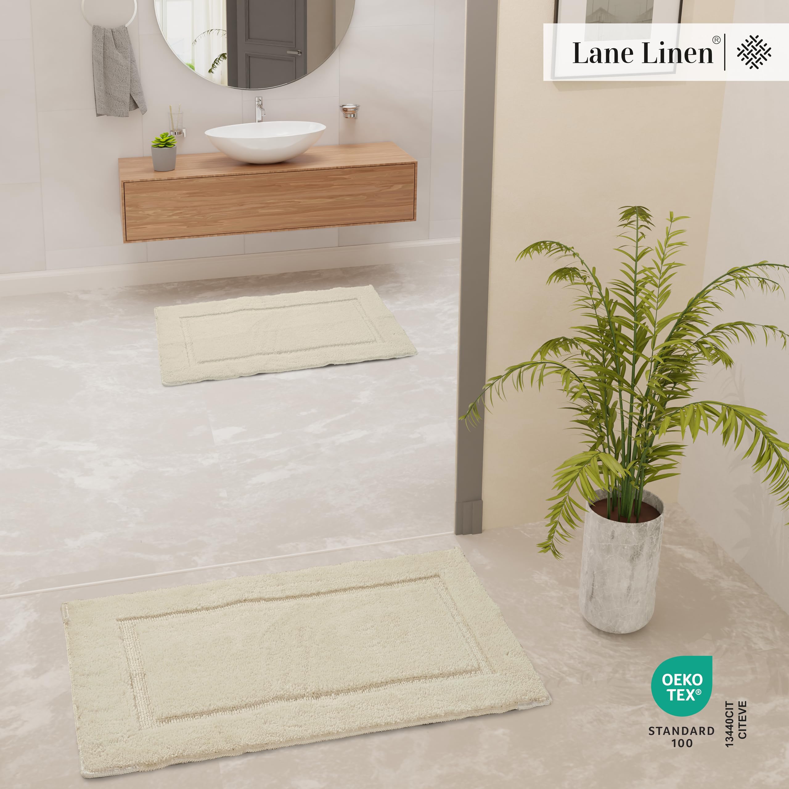 Foto 4 pulgar | Alfombras de Baño Lane Linen Crema 2 Piezas - Venta Internacional