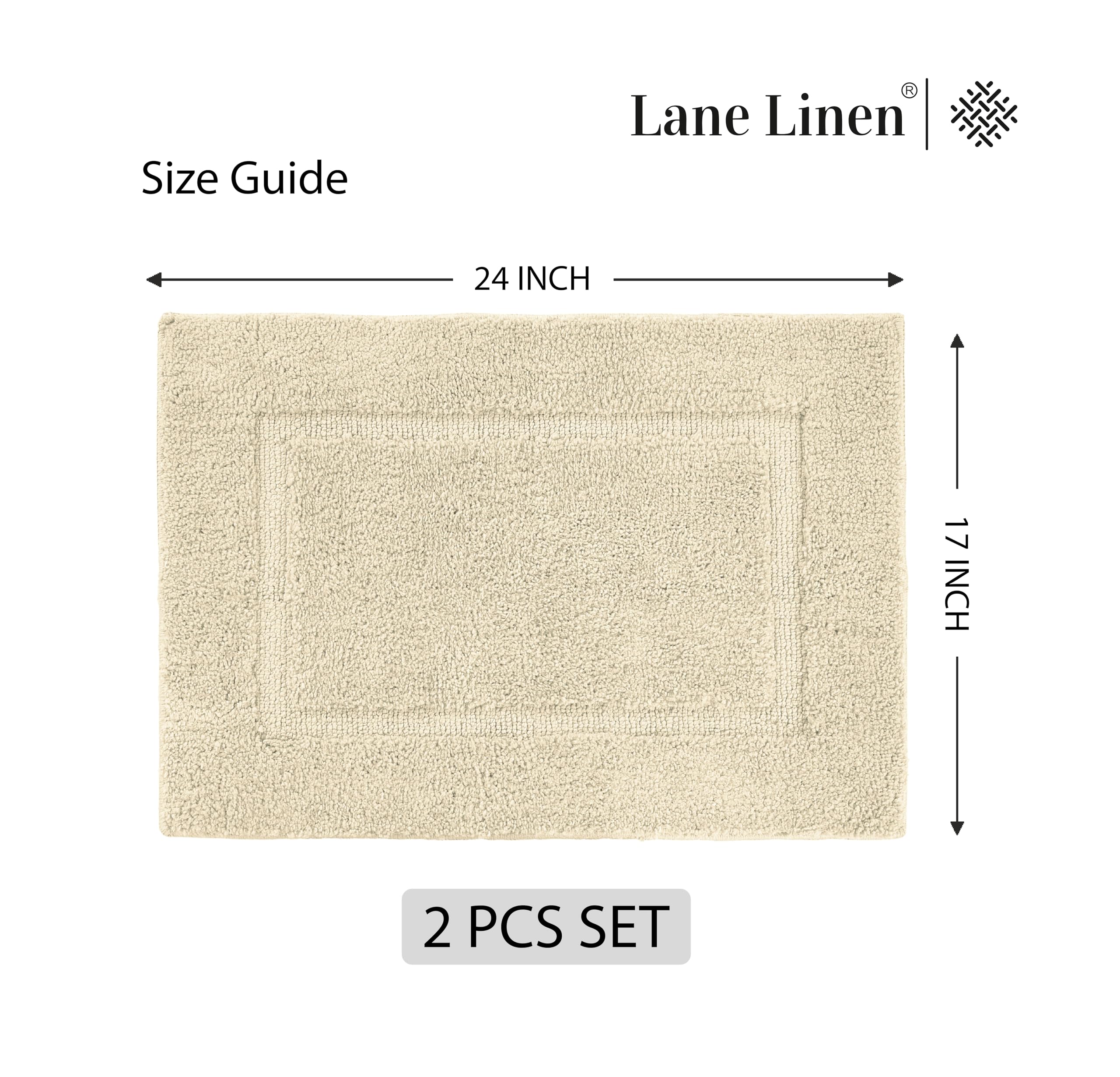 Foto 6 | Alfombras de Baño Lane Linen Crema 2 Piezas - Venta Internacional