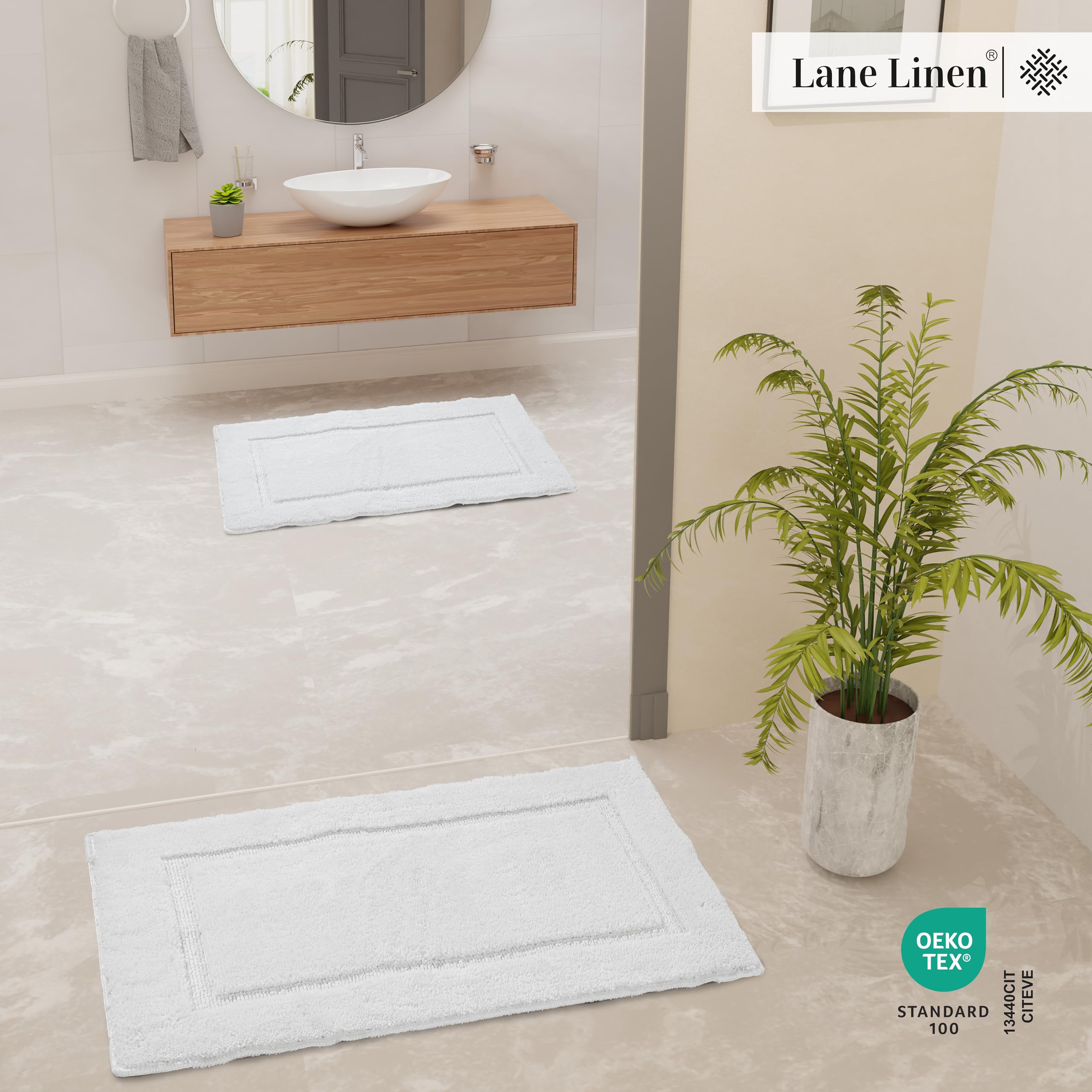 Foto 4 pulgar | Tapete de Baño Lane Linen Blanco 2 Piezas-Venta Internacional