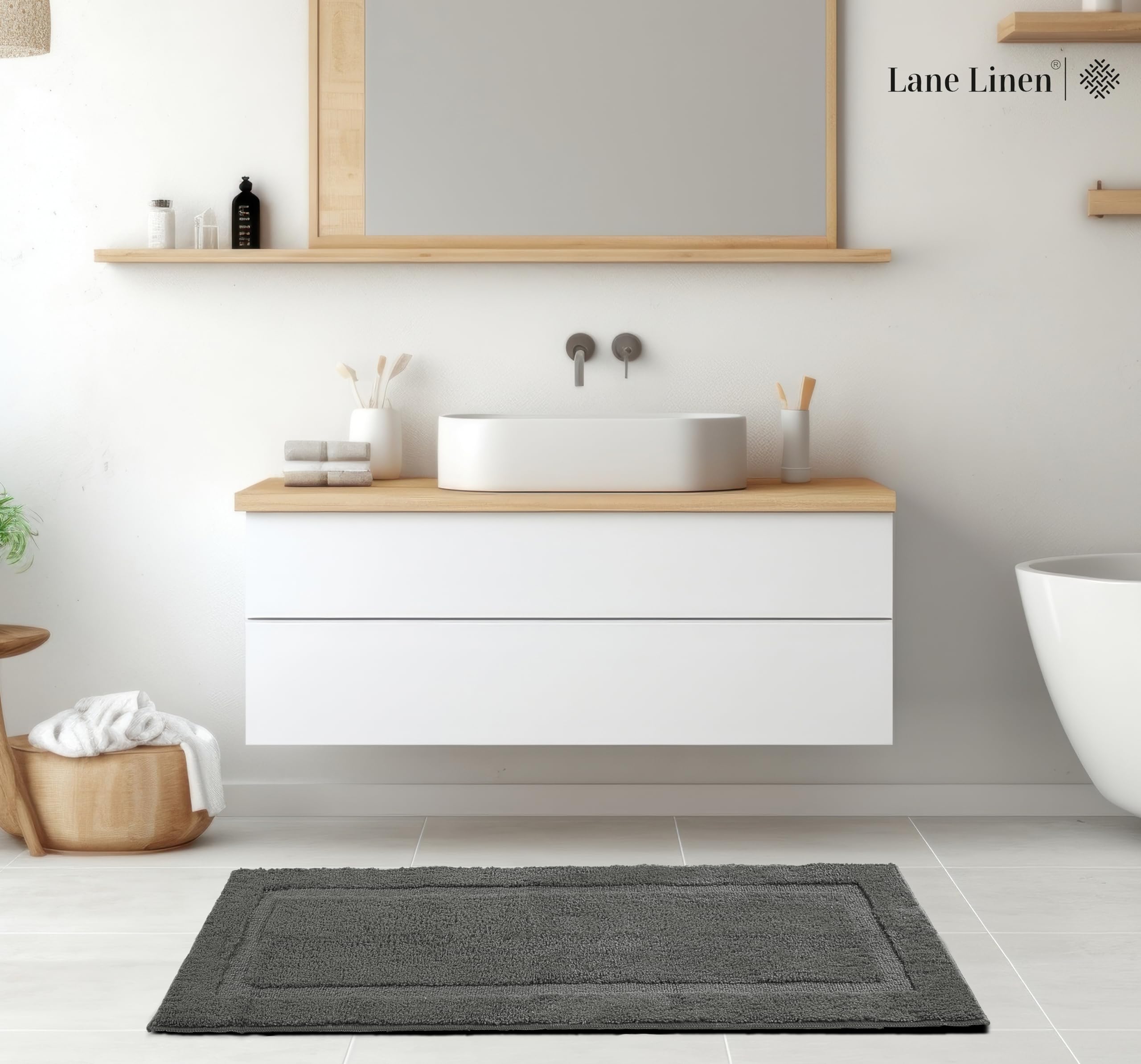 Foto 4 pulgar | Alfombra de Baño Lane Linen 60 x 120 cm Gris Absorbente - Venta Internacional