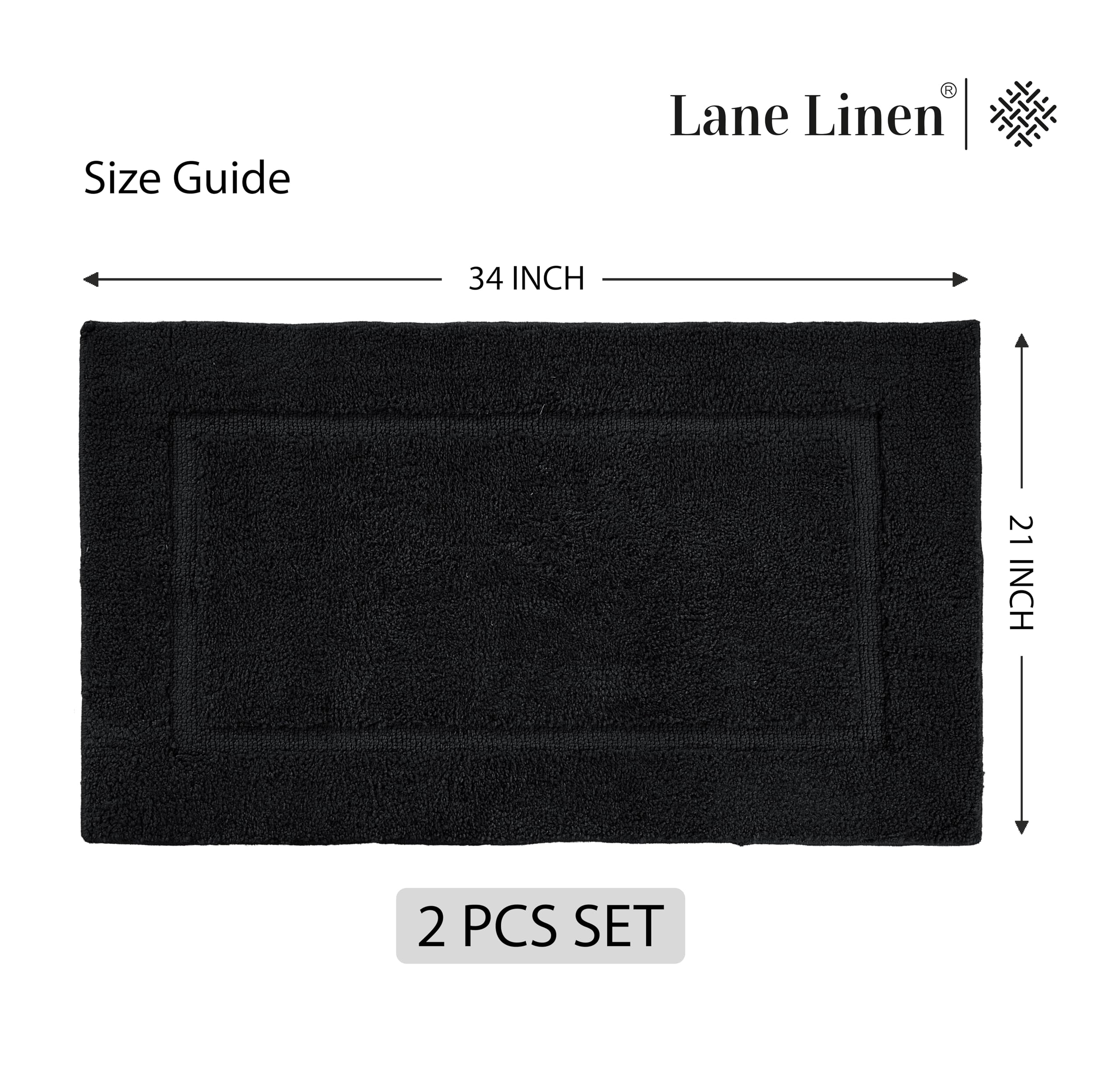 Foto 7 pulgar | Tapete de Baño Lane Linen Negro 2 Piezas-Venta Internacional