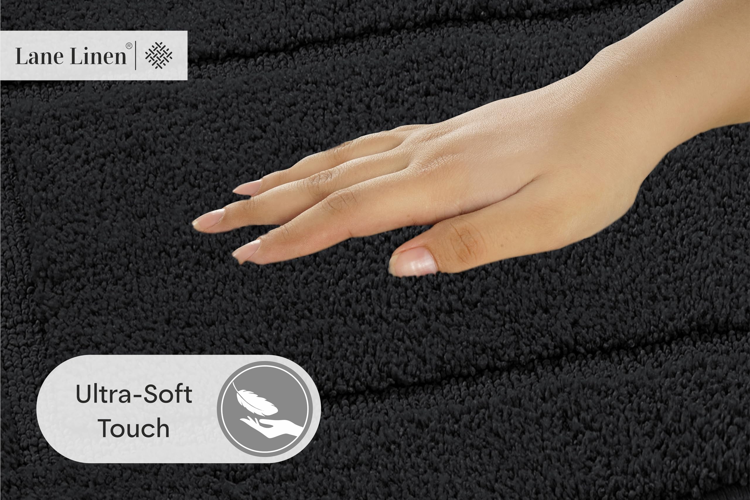 Foto 5 | Juego de Alfombras de Baño Lane Linen Extra Suaves y Absorbentes color Negro - Venta Internacional