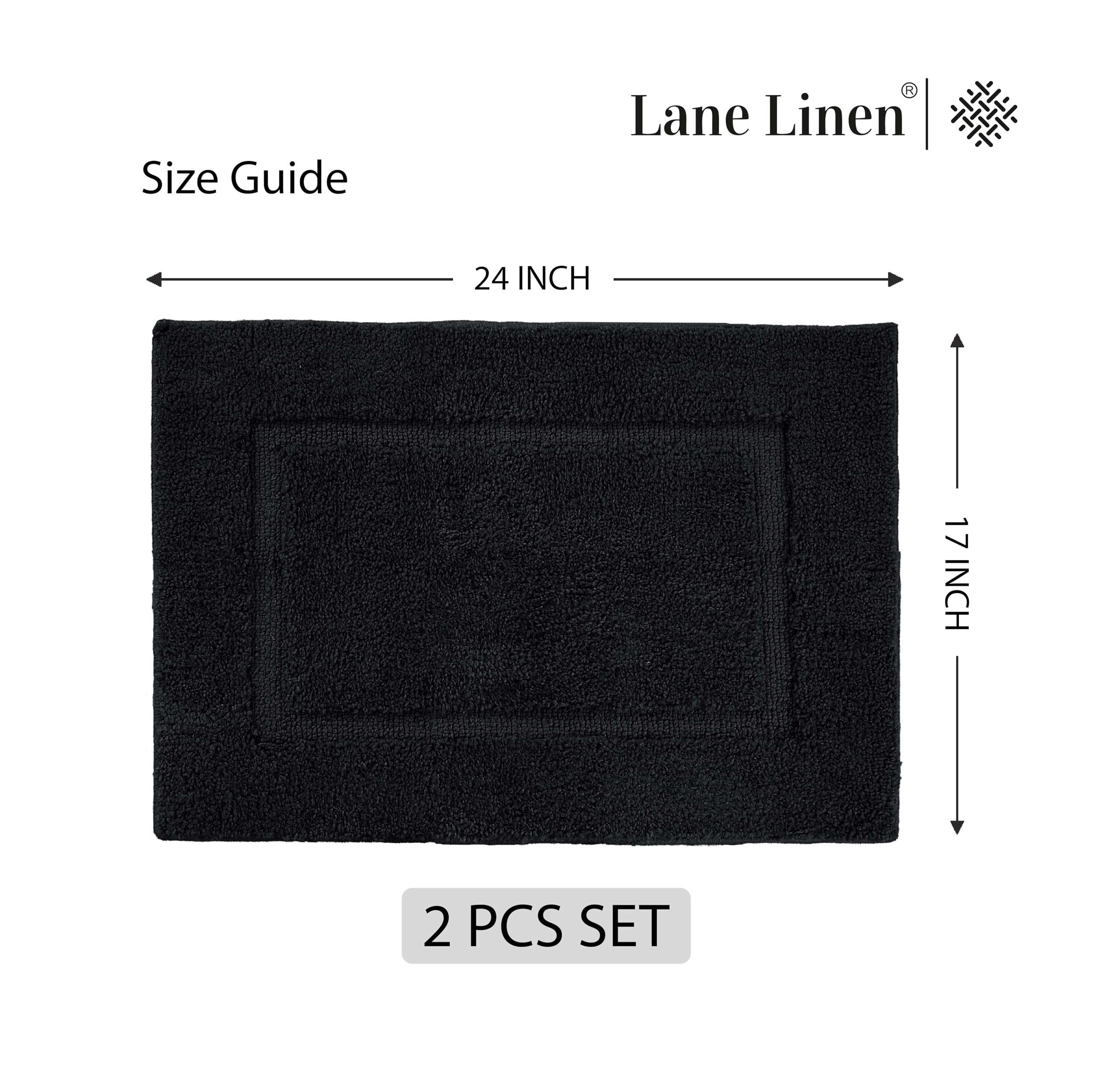 Foto 7 pulgar | Juego de Alfombras de Baño Lane Linen Extra Suaves y Absorbentes color Negro - Venta Internacional