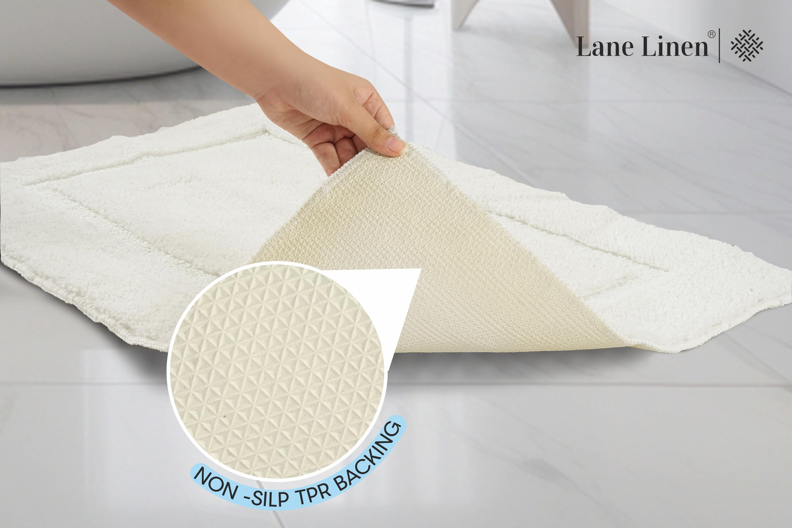 Foto 4 | Juego de Alfombras de Baño Lane Linen 2 Piezas Extrasuaves y Absorbentes color Blanco - Venta Internacional