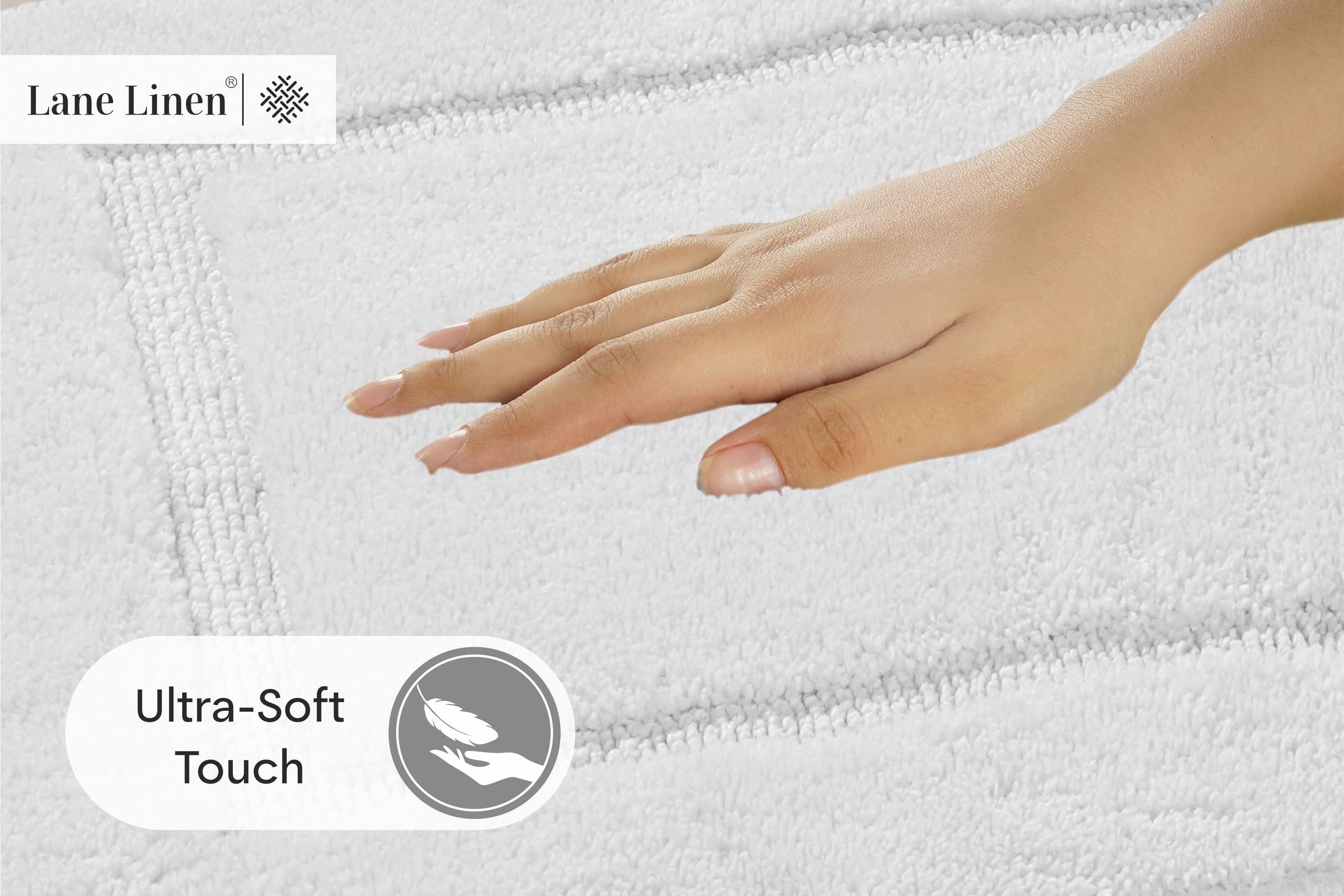 Foto 5 | Juego de Alfombras de Baño Lane Linen 2 Piezas Extrasuaves y Absorbentes color Blanco - Venta Internacional