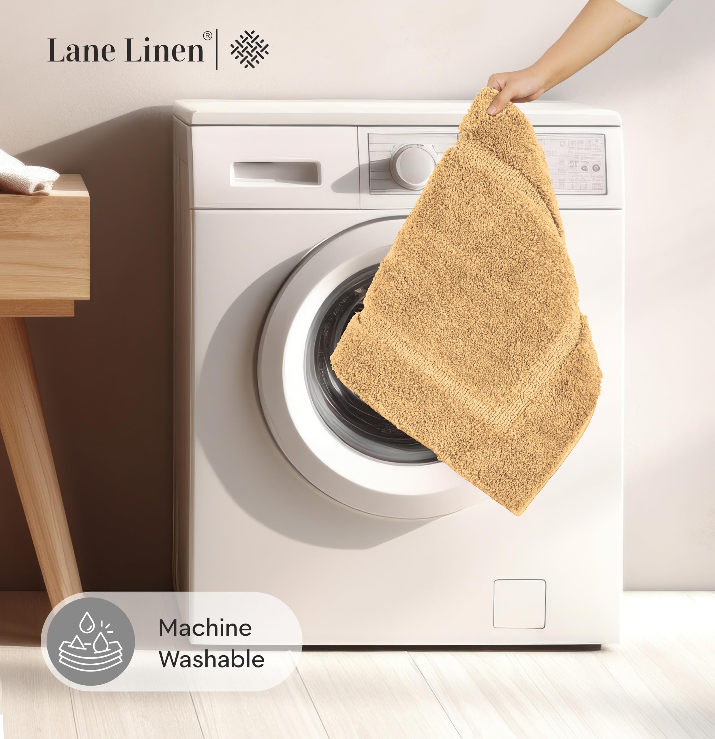 Foto 7 | Juego de Alfombras de Baño Lane Linen de Algodón Suave y Absorbente color Beige - Venta Internacional