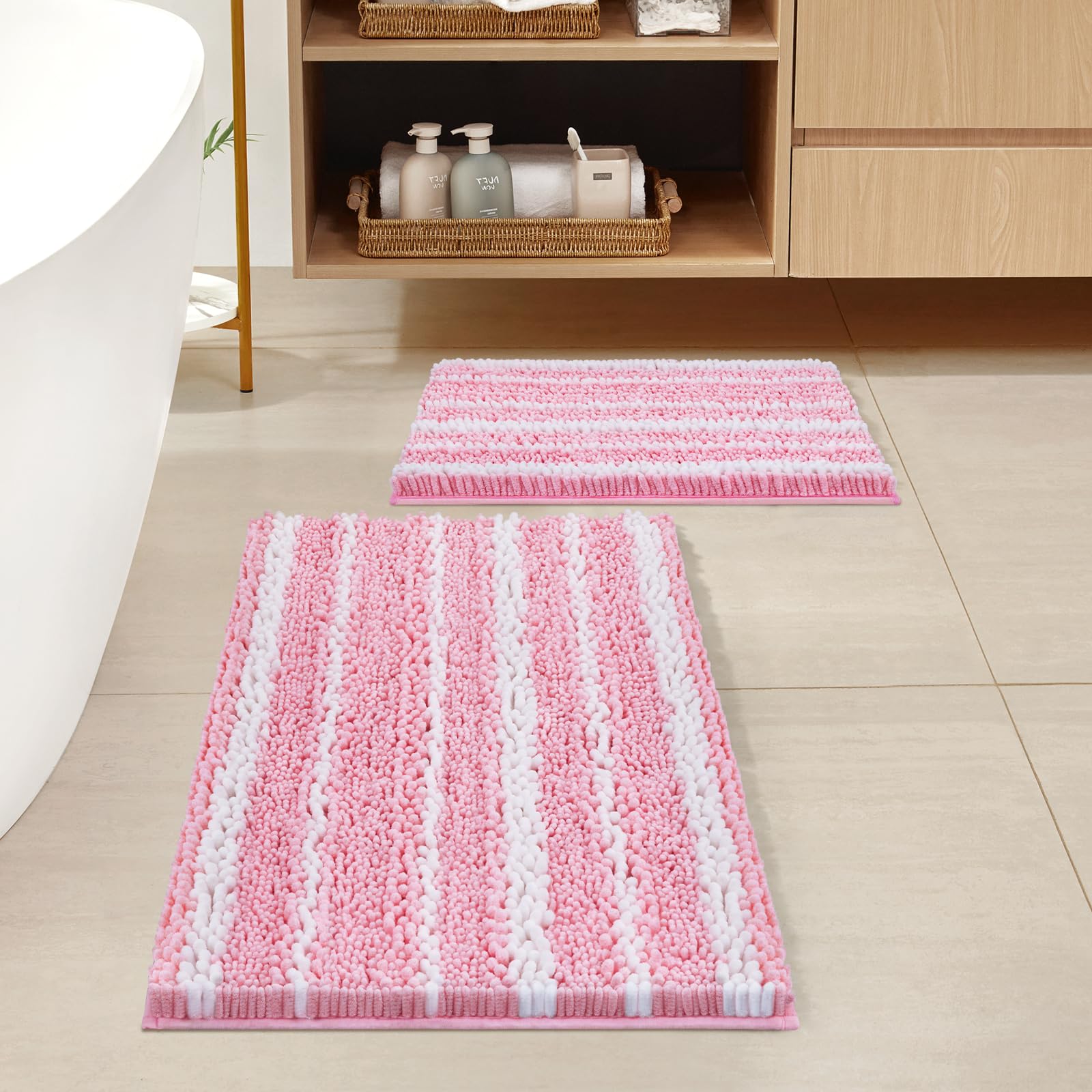 Foto 2 pulgar | Juego de Alfombras para Baño Homeideas 2 Piezas Rosa - Venta Internacional