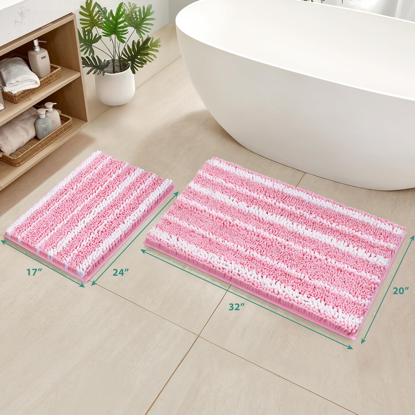 Foto 3 pulgar | Juego de Alfombras para Baño Homeideas 2 Piezas Rosa - Venta Internacional