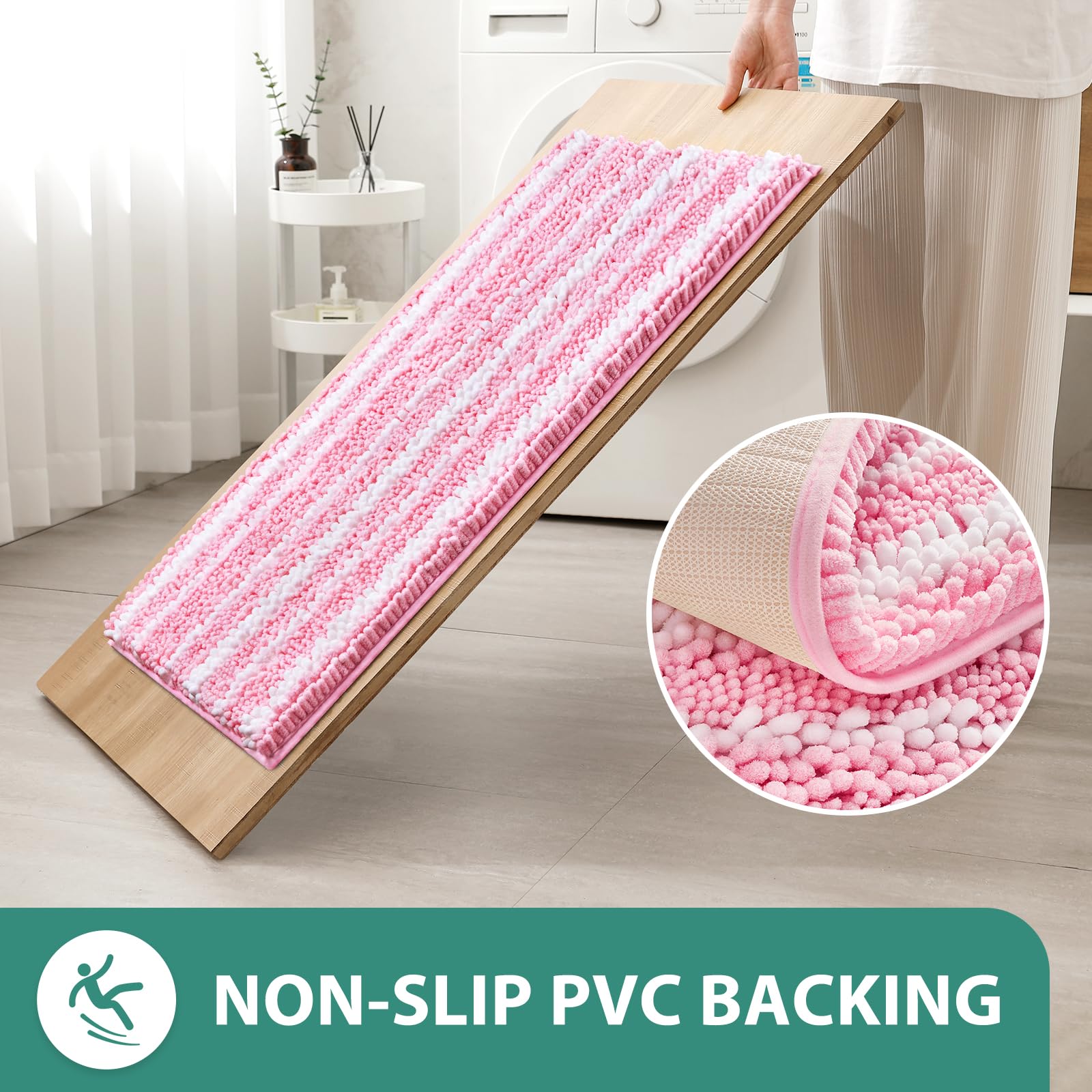 Foto 5 pulgar | Juego de Alfombras para Baño Homeideas 2 Piezas Rosa - Venta Internacional