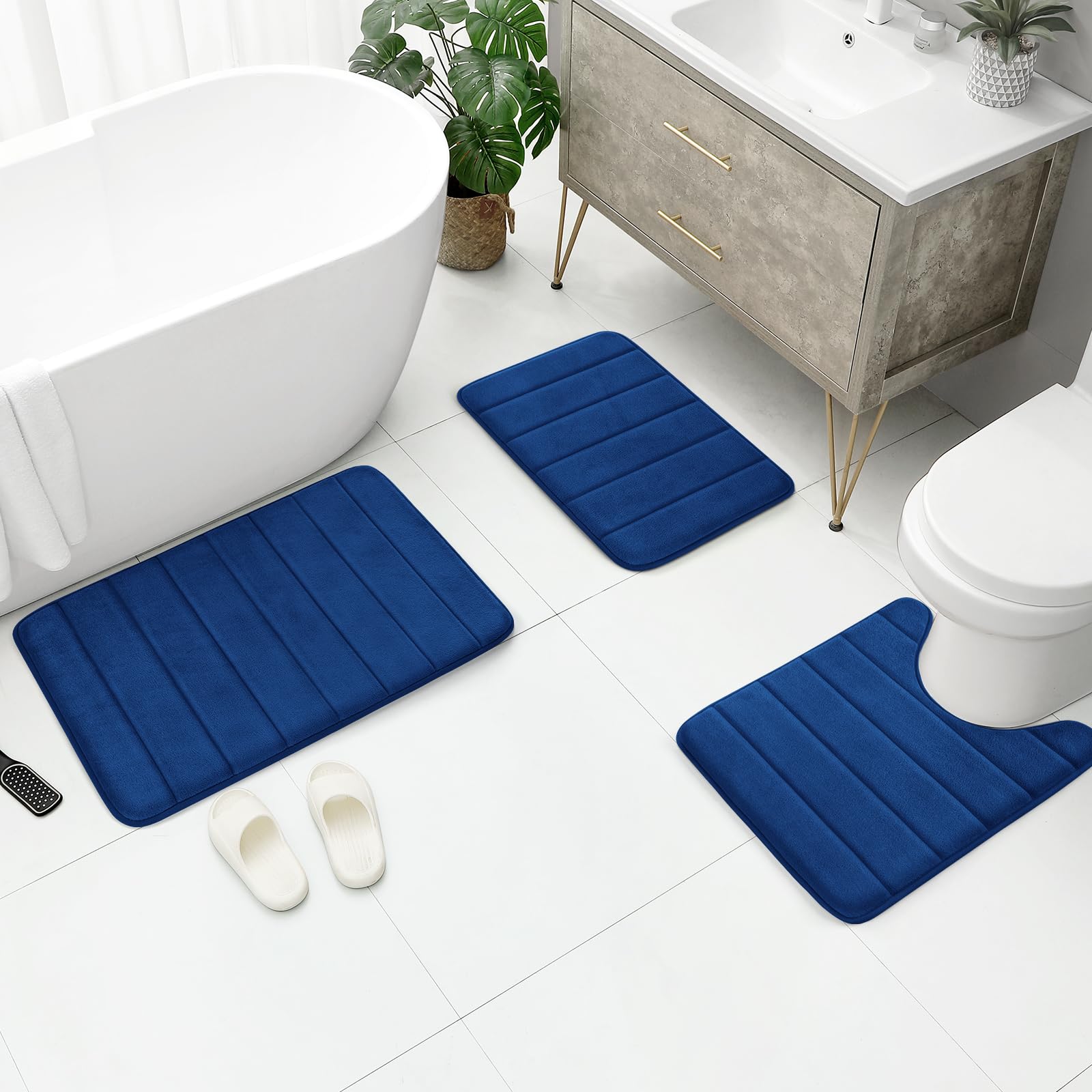Foto 6 pulgar | Tapetes de Baño Bysure Azul 3 Piezas-Venta Internacional