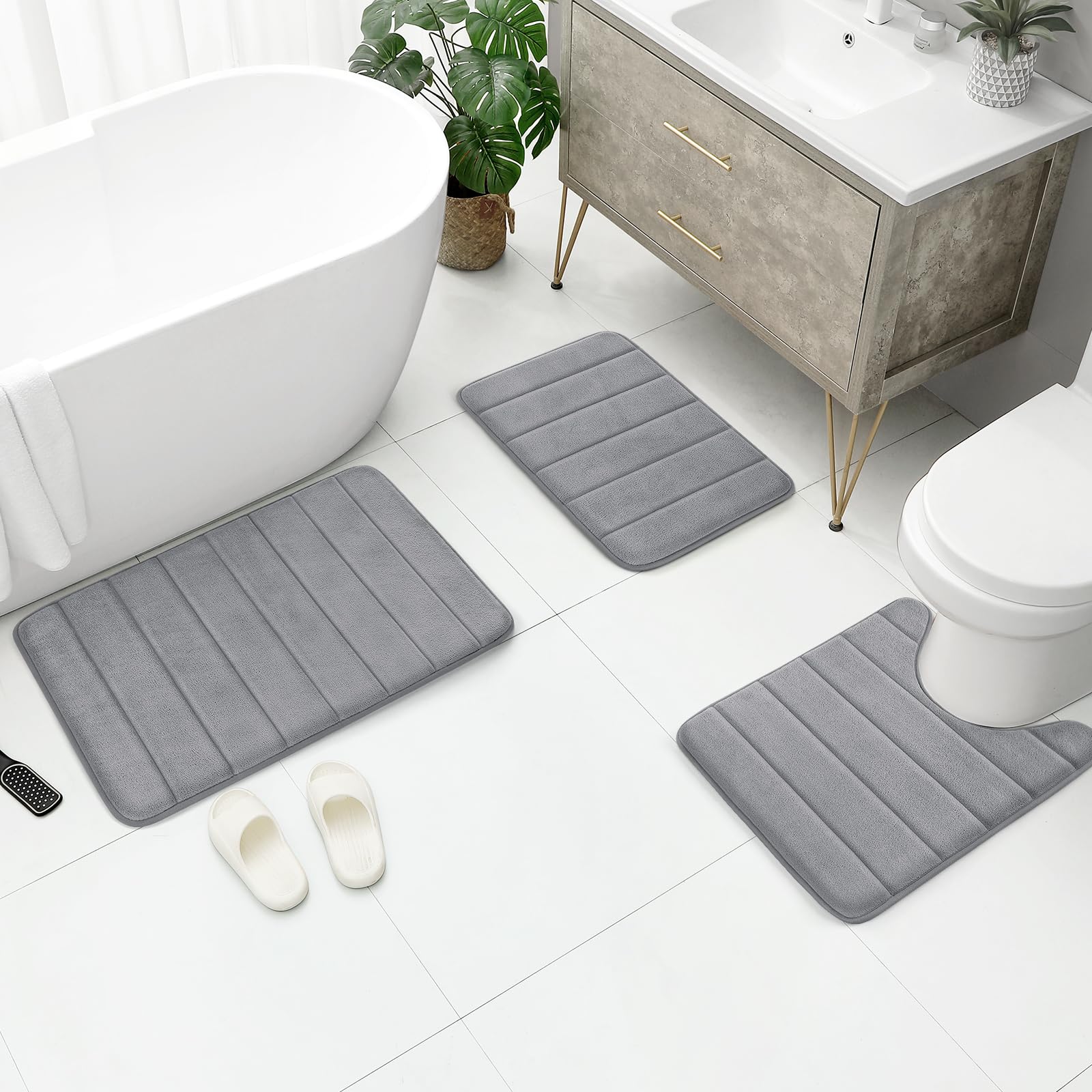 Foto 6 pulgar | Tapetes de Baño Bysure Gris 3 Piezas-Venta Internacional
