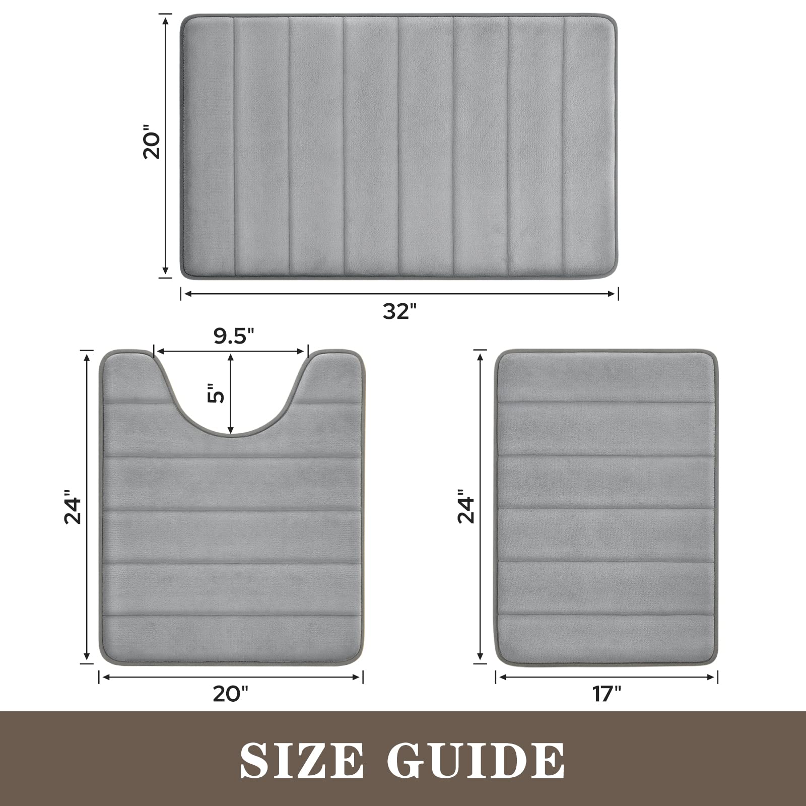 Foto 8 pulgar | Tapetes de Baño Bysure Gris 3 Piezas-Venta Internacional