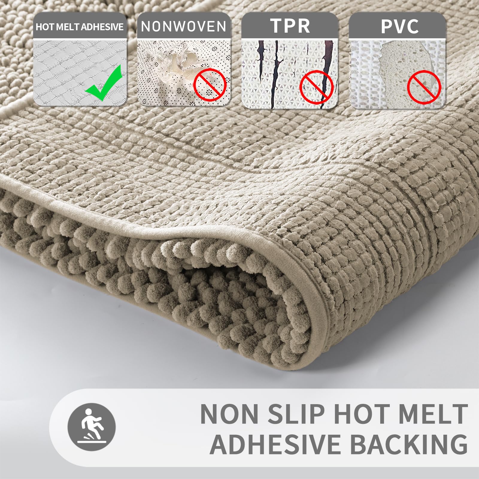 Foto 7 pulgar | Alfombra De Baño Yimobra Ultra Plush Chenille, 44 X 24 Cm, Color Camel - Venta Internacional.