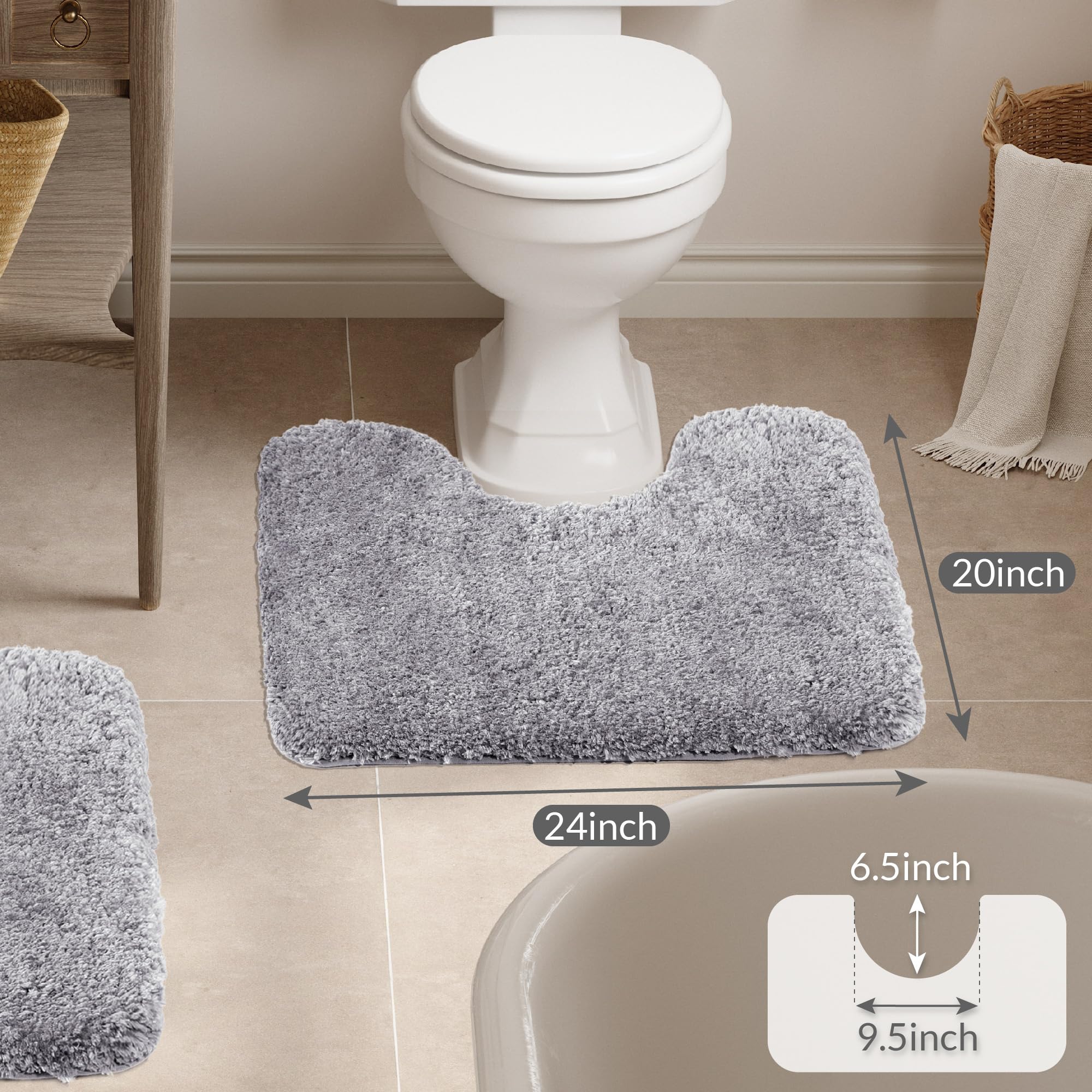 Foto 3 pulgar | Alfombra de Baño Walensee Gris Contour Antideslizante 50 x 60 cm - Venta Internacional
