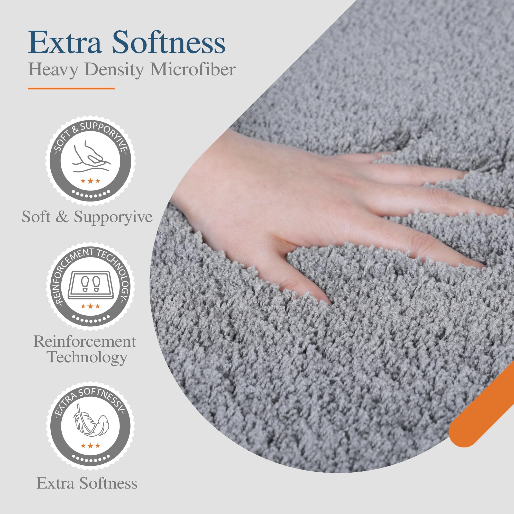 Foto 3 | Alfombra de Baño Walensee Gris Contour Antideslizante 50 x 60 cm - Venta Internacional