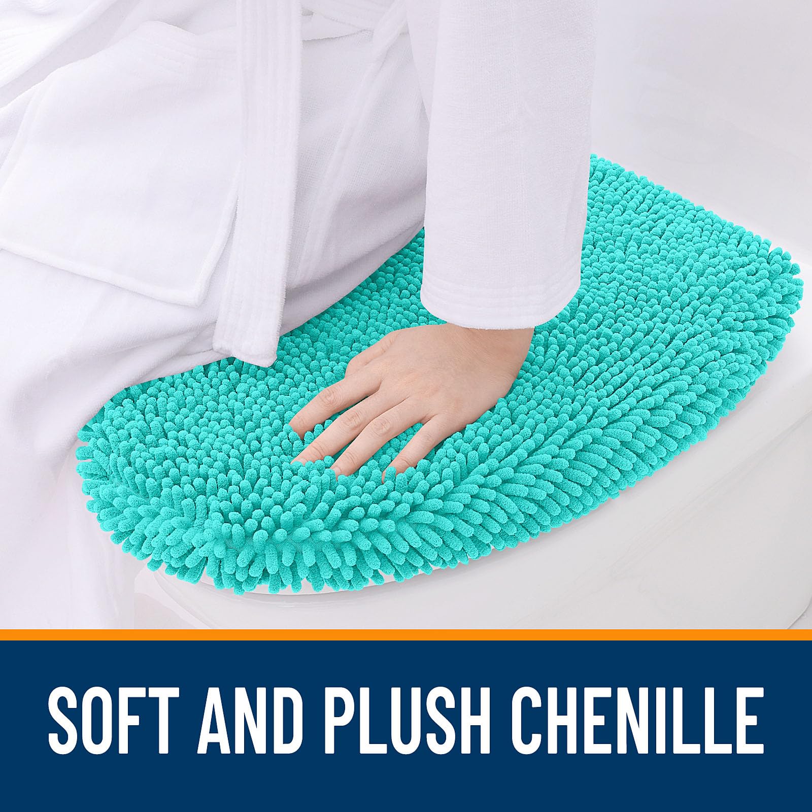 Foto 3 pulgar | Tapa De Inodoro Olanly Soft Chenille 45 X 38 Cm, Color Verde Azulado - Venta Internacional.