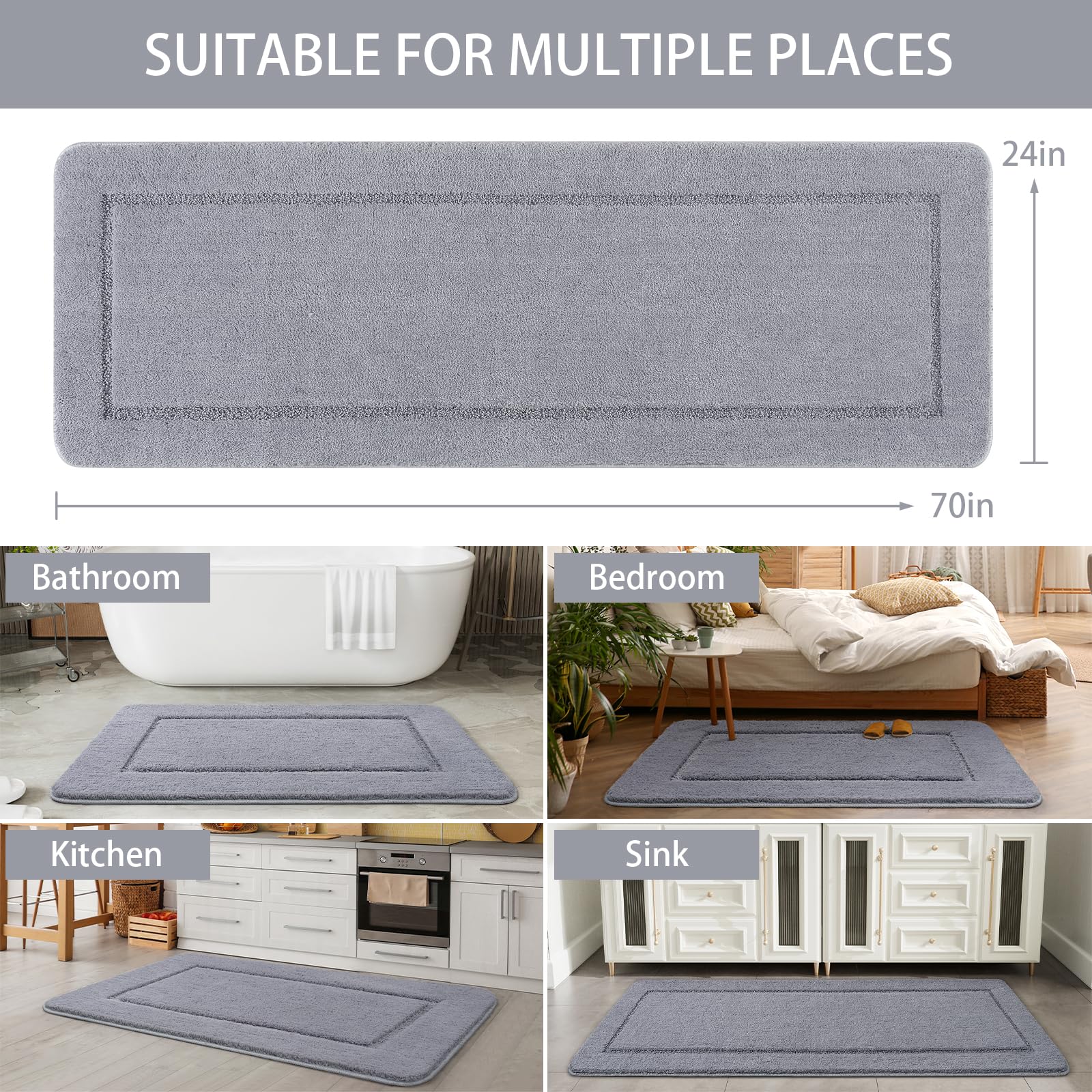 Foto 8 pulgar | Alfombra de Baño Runner Lochas Luminous 60 c 180 cm Gris - Venta Internacional