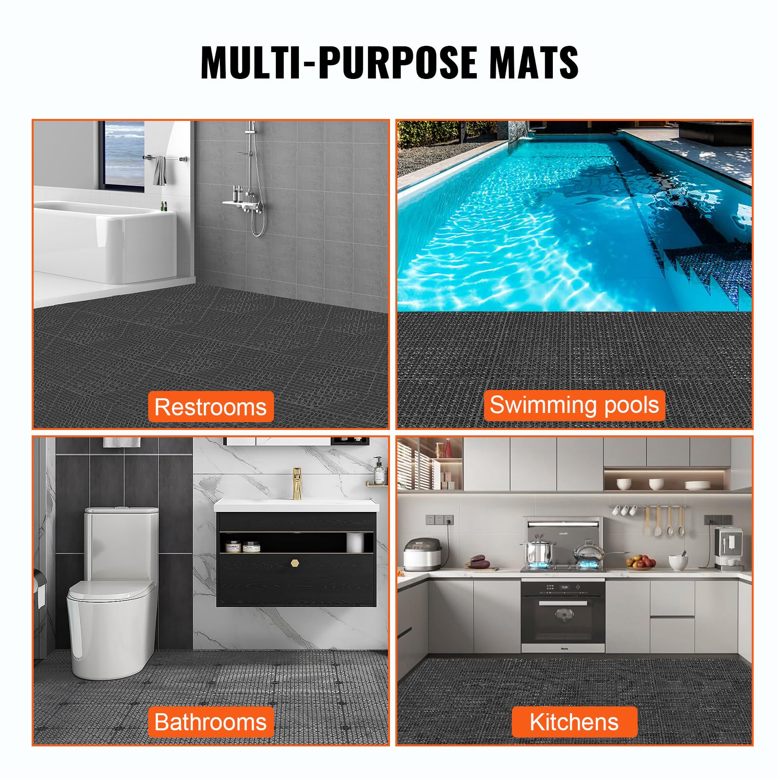 Foto 6 | Cojín Modular Entrelazado Vevor, Paquete De 12 Unidades, 30 X 30 Cm, Negro - Venta Internacional.