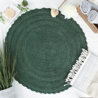Foto 3 | Alfombra De Baño Dii Crochet Collection, Reversible, Redonda, 70 Cm, Color Verde - Venta Internacional.