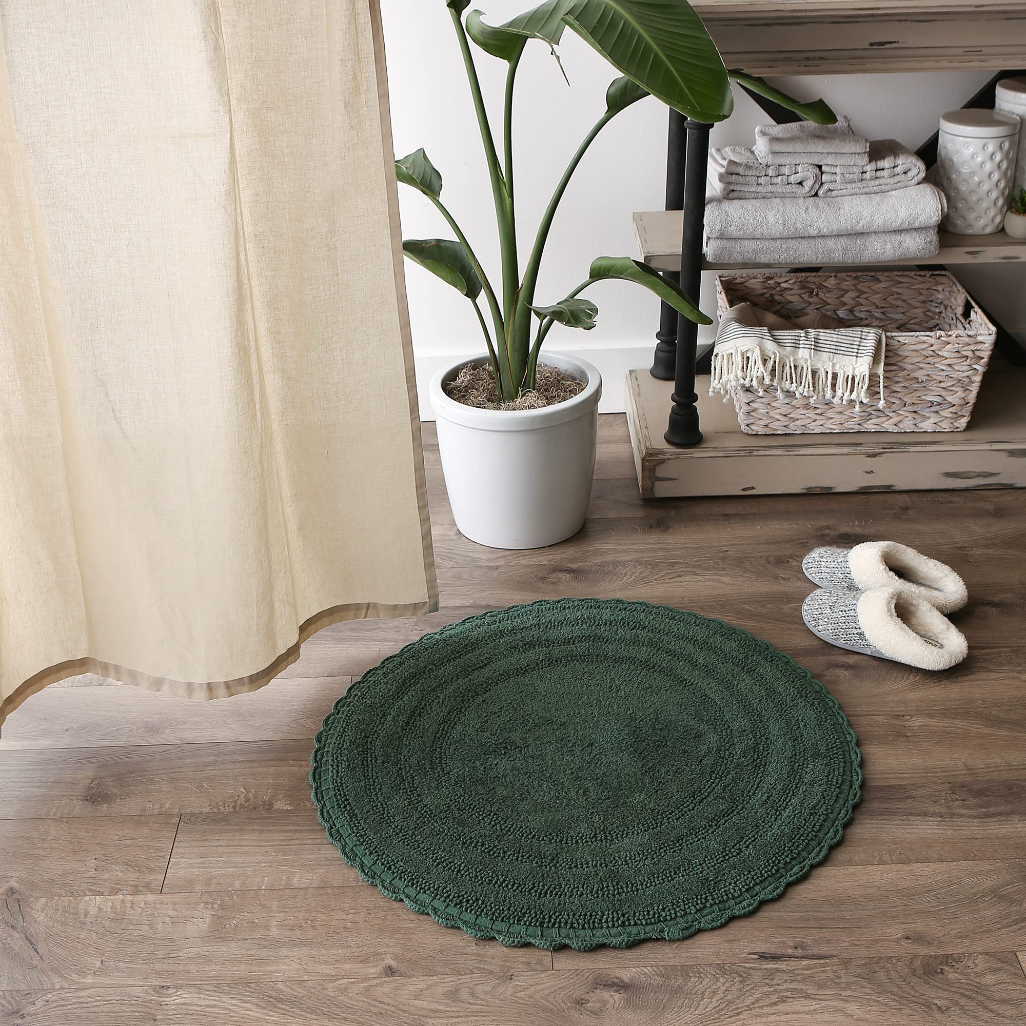 Foto 5 pulgar | Alfombra De Baño Dii Crochet Collection, Reversible, Redonda, 70 Cm, Color Verde - Venta Internacional.