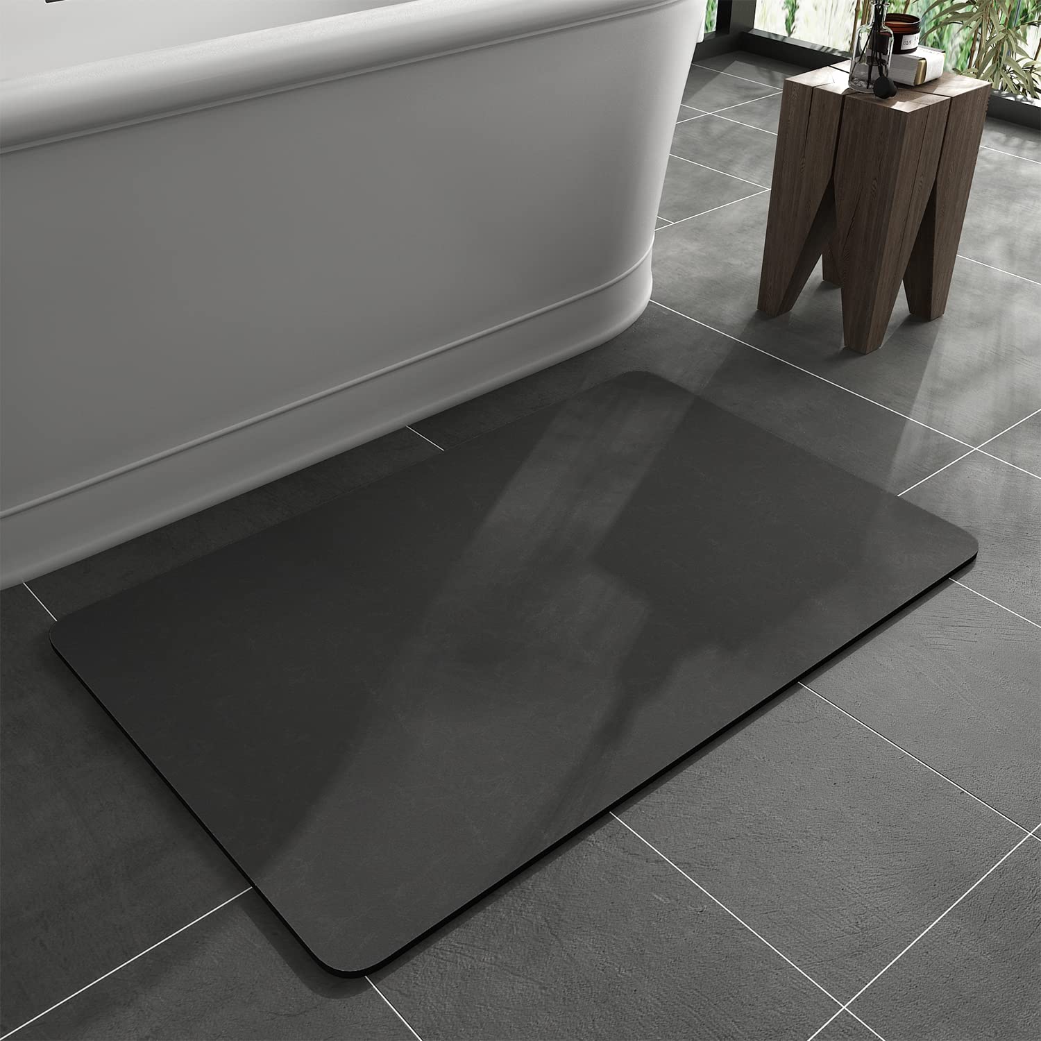 Foto 2 pulgar | Alfombra De Baño Montvoo Con Respaldo De Goma, Antideslizante, De Secado Rápido, Color Gris Oscuro - Venta Internacio