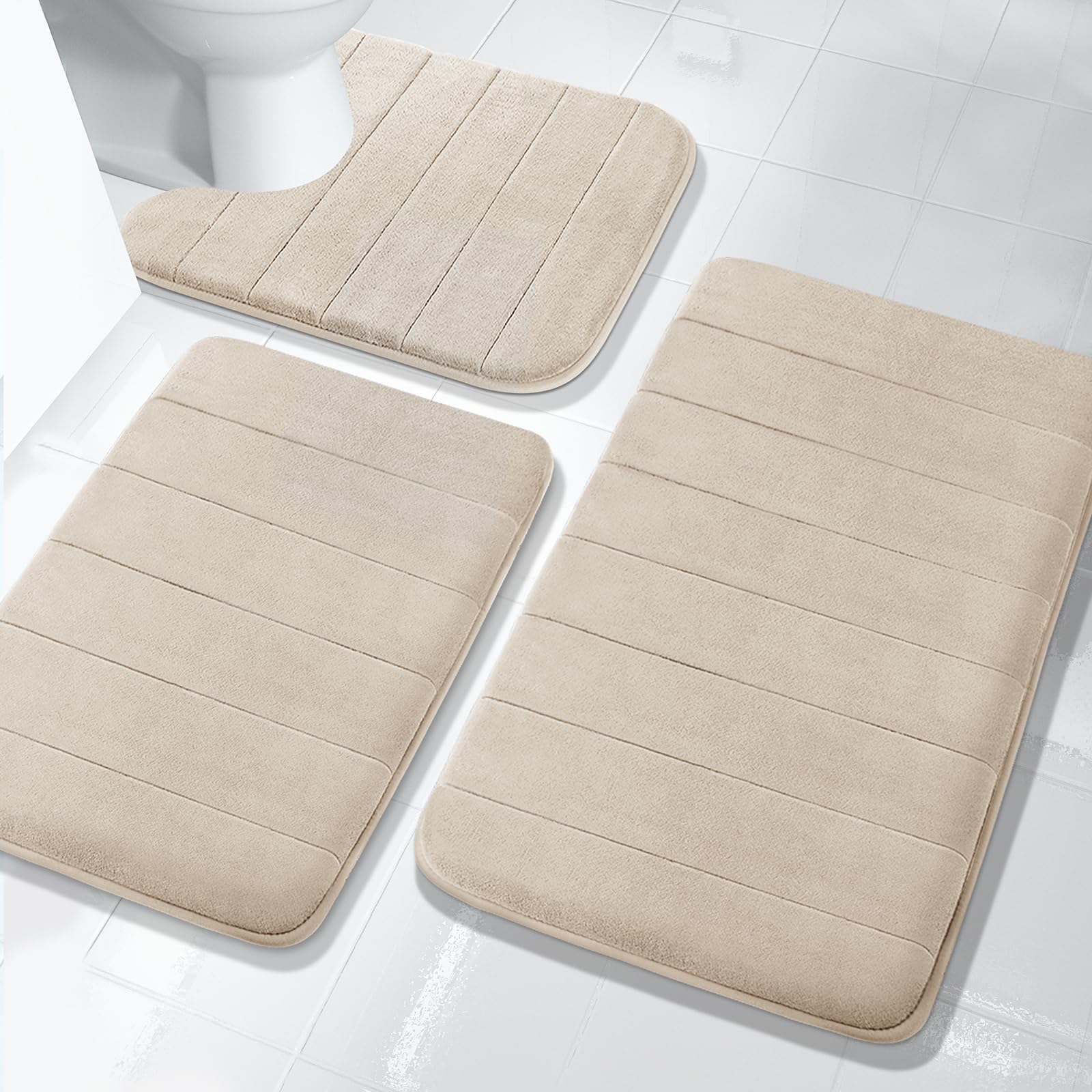 Foto 2 pulgar | Juego de Tapetes de Baño Yimobra 3 Piezas Beige - Venta Internacional