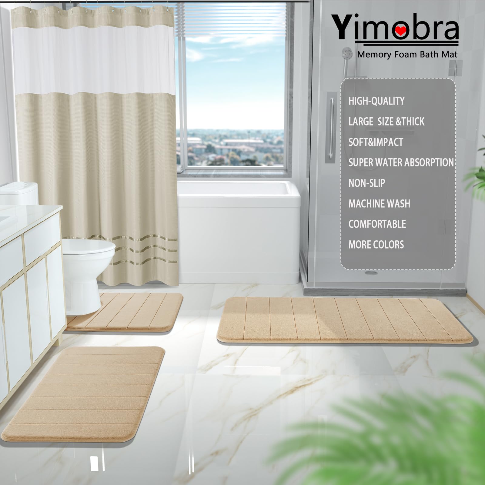 Foto 7 pulgar | Juego de Tapetes de Baño Yimobra 3 Piezas Beige - Venta Internacional