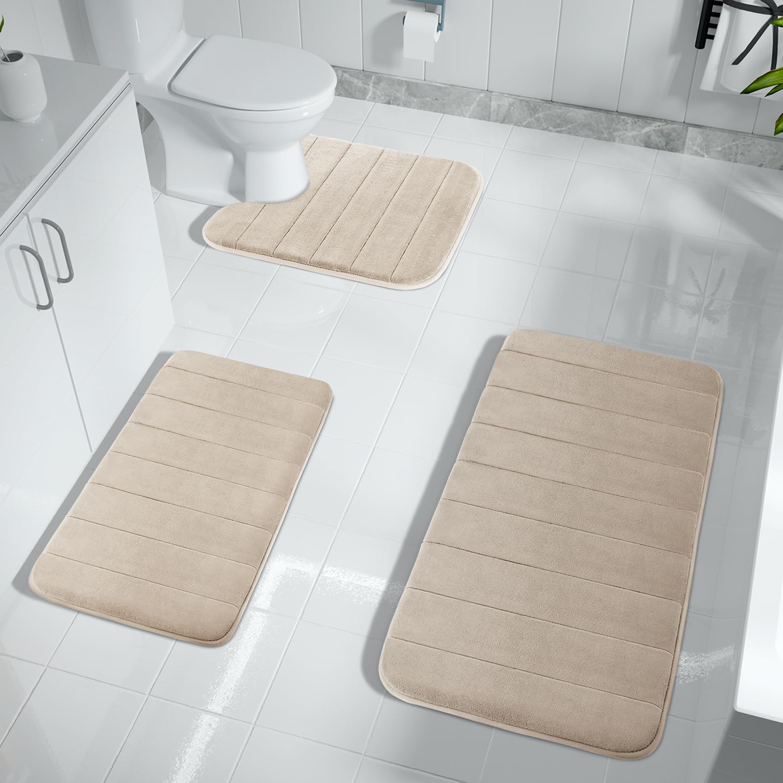 Foto 8 pulgar | Juego de Tapetes de Baño Yimobra 3 Piezas Beige - Venta Internacional