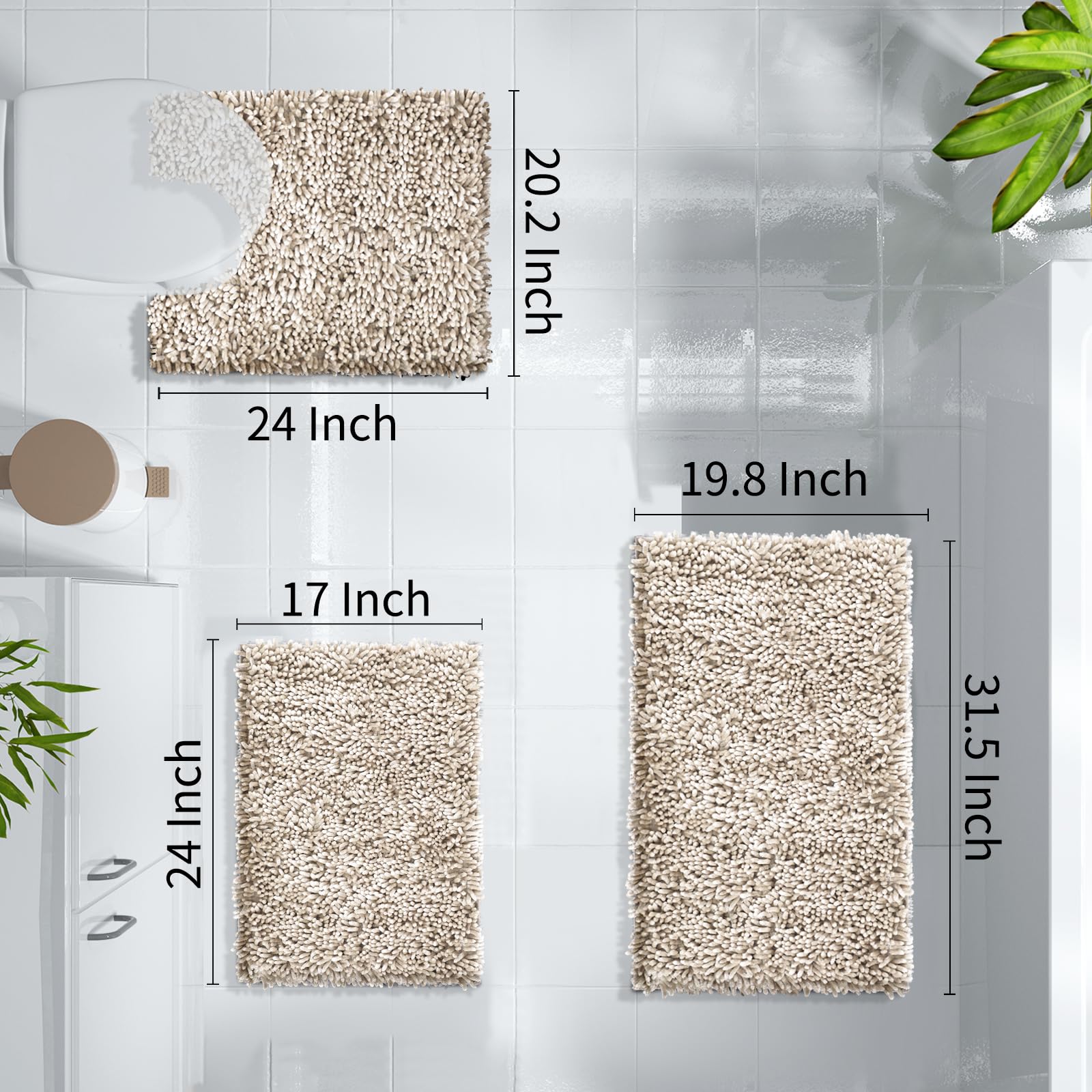 Foto 4 pulgar | Tapete para Baño Yimobra Beige - Venta Internacional