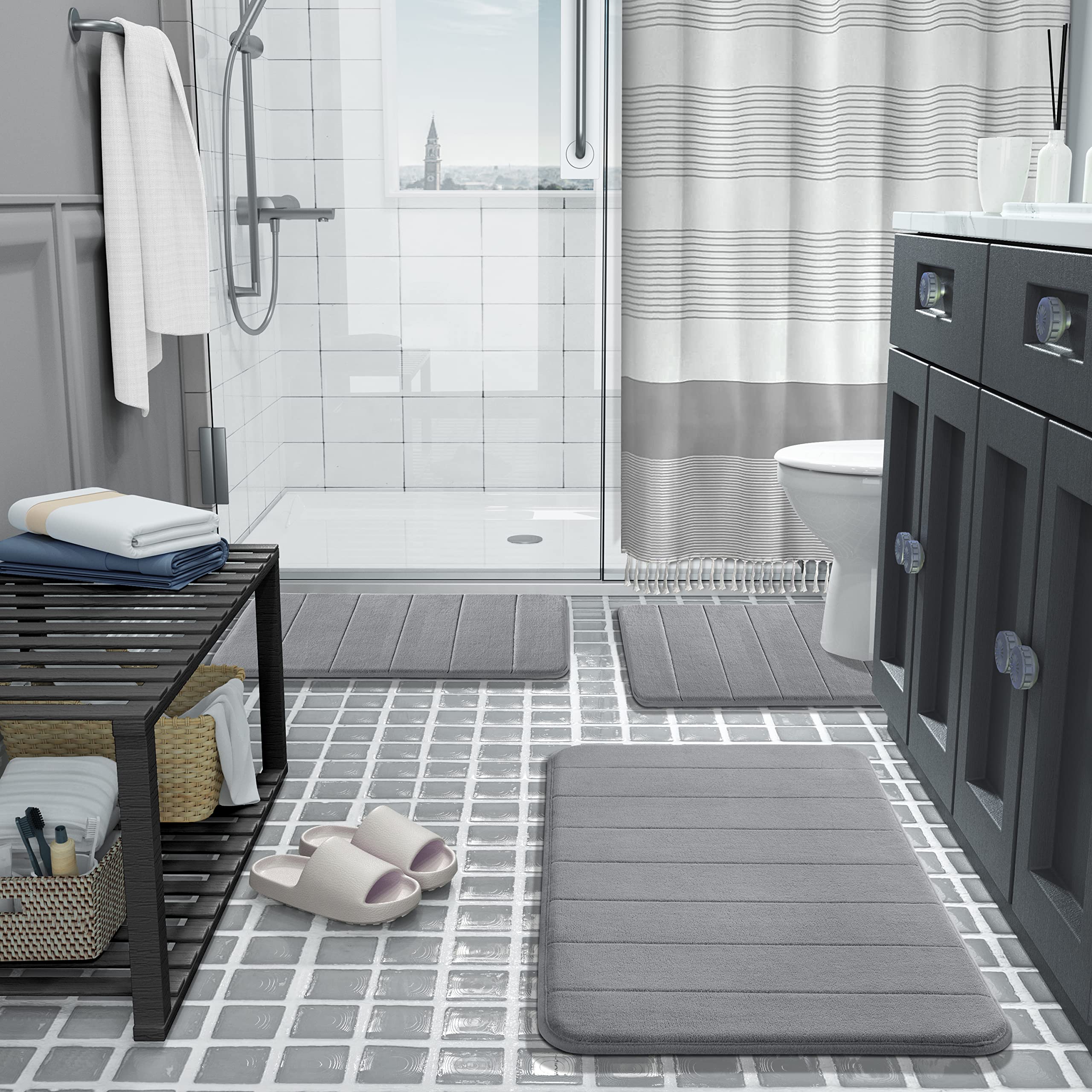 Foto 8 pulgar | Juego de Tapete de Baño Yimobra 3 Piezas Grises - Venta Internacional